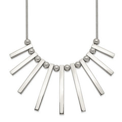 Chisel Stainless Steel Polished Bars and Beads on a 15.75 inch Snake Chain with a 1 inch Extension Necklace