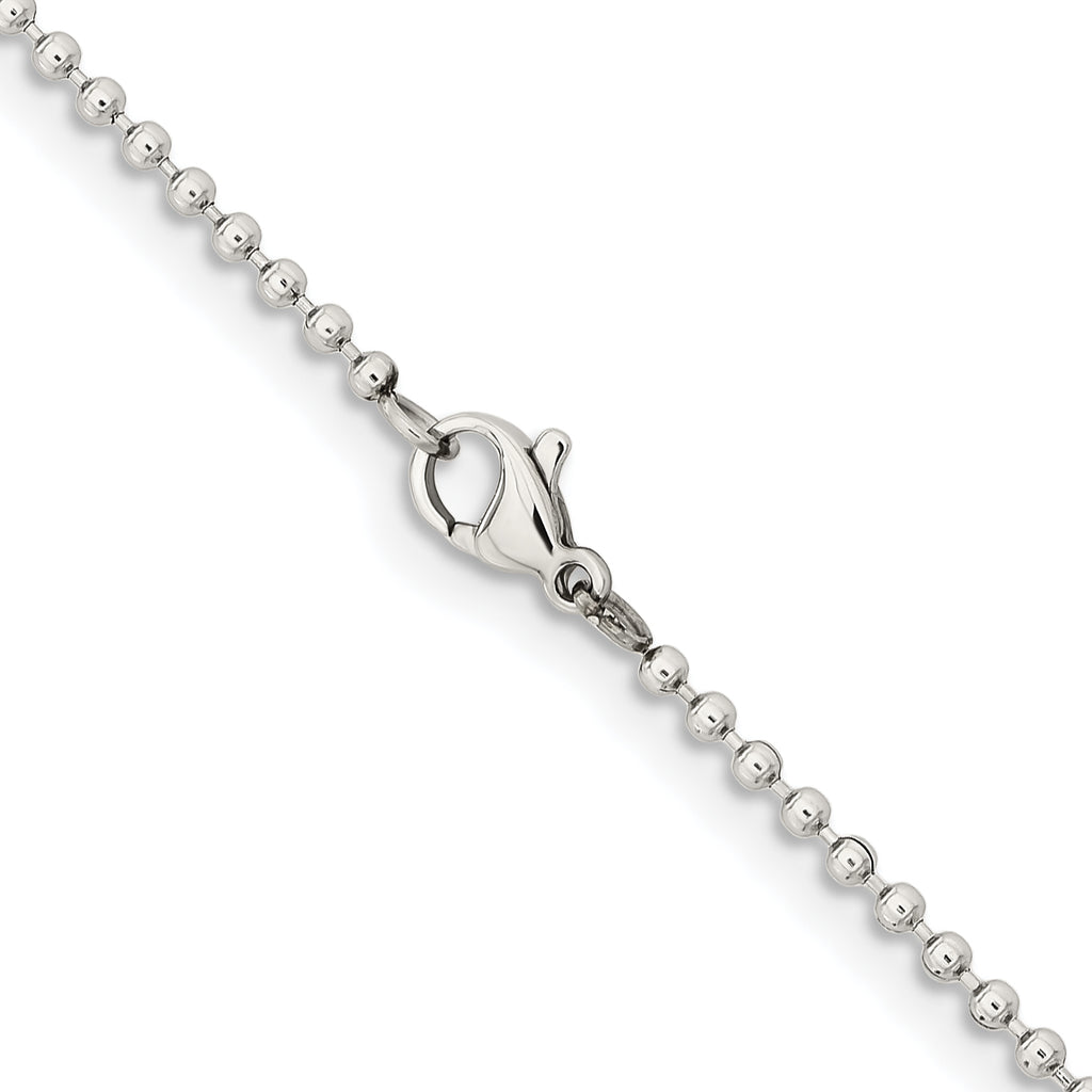 Stainless Steel Beaded Chain Necklace 2mm