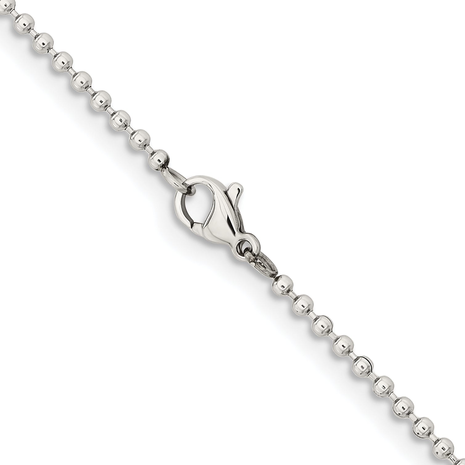 Stainless Steel Beaded Chain Necklace 2mm
