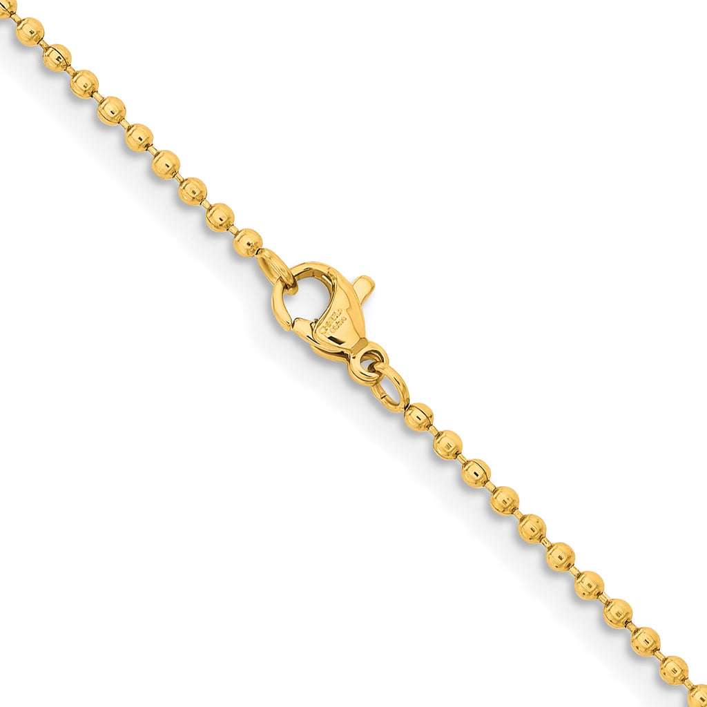 Stainless Steel Beaded Chain Necklace 2mm