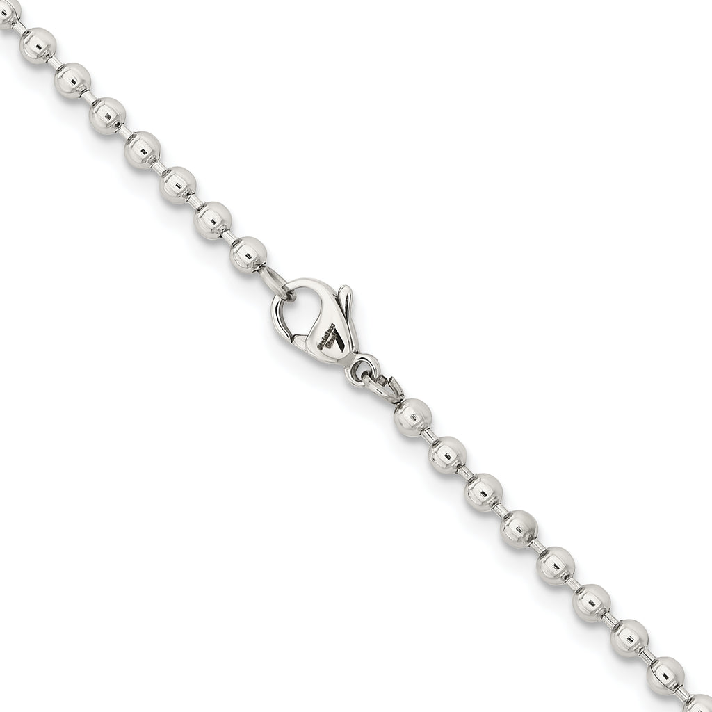 Stainless Steel Beaded Chain Necklace 3mm