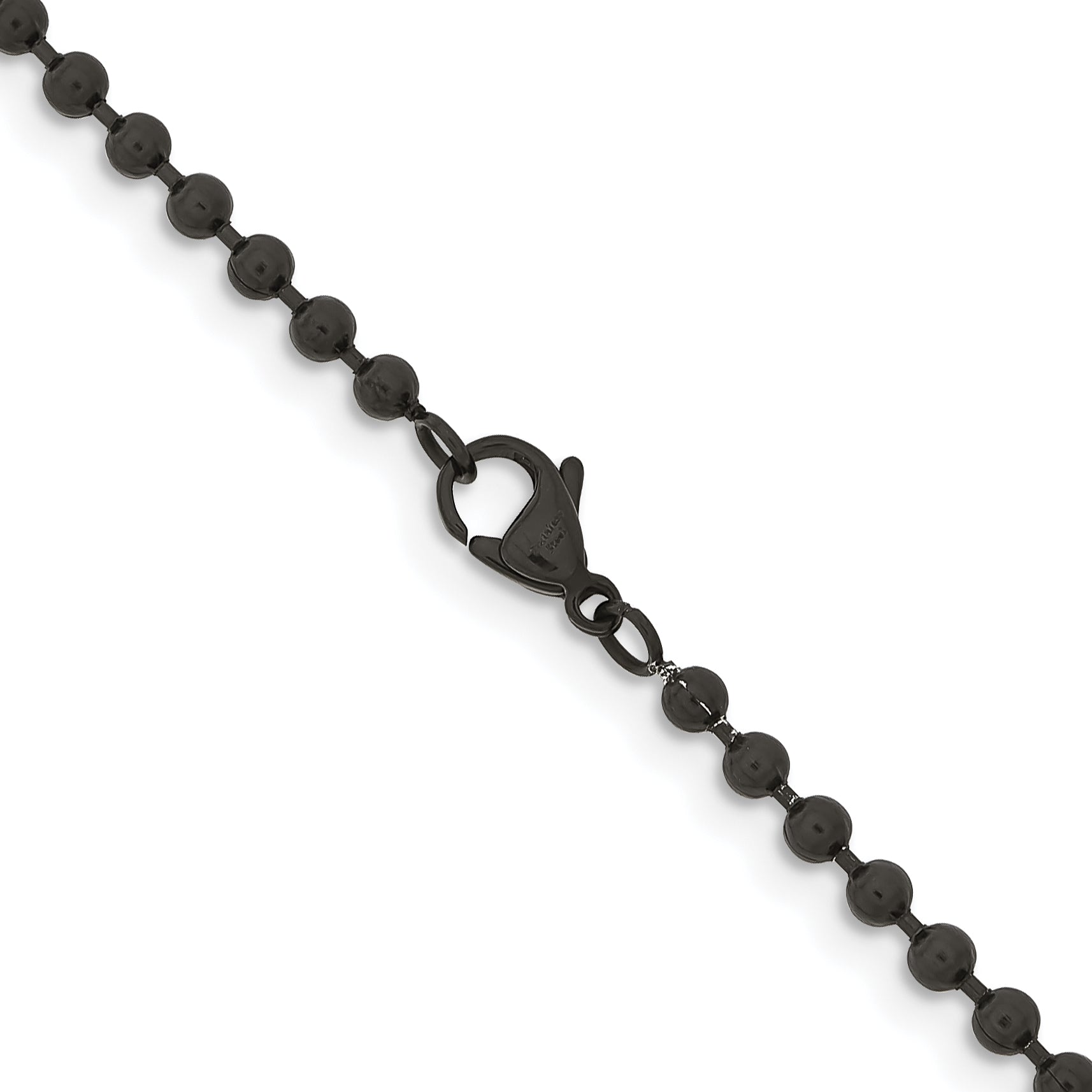 Chisel Stainless Steel Polished Black IP-plated 3mm Ball Chain