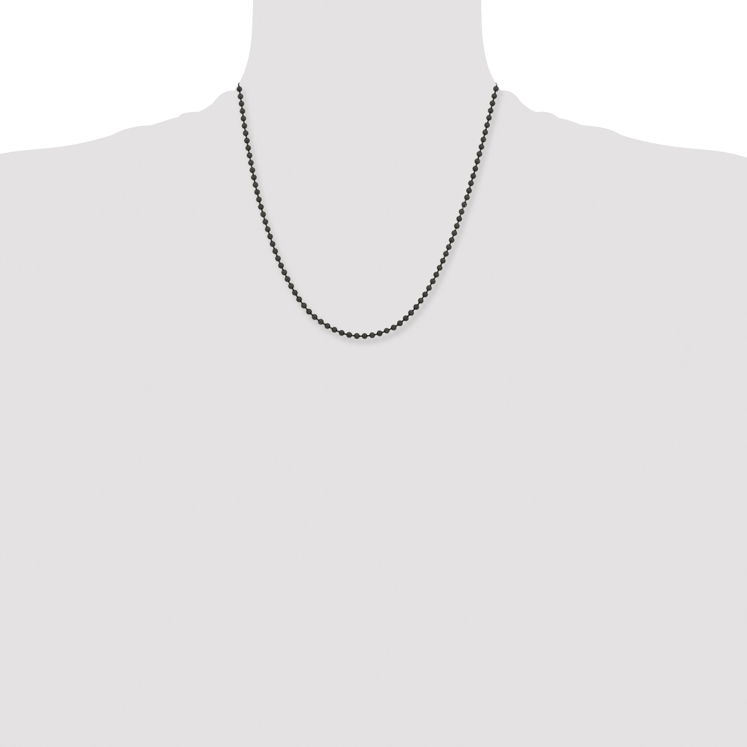 Chisel Stainless Steel Polished Black IP-plated 3mm 20 inch Ball Chain