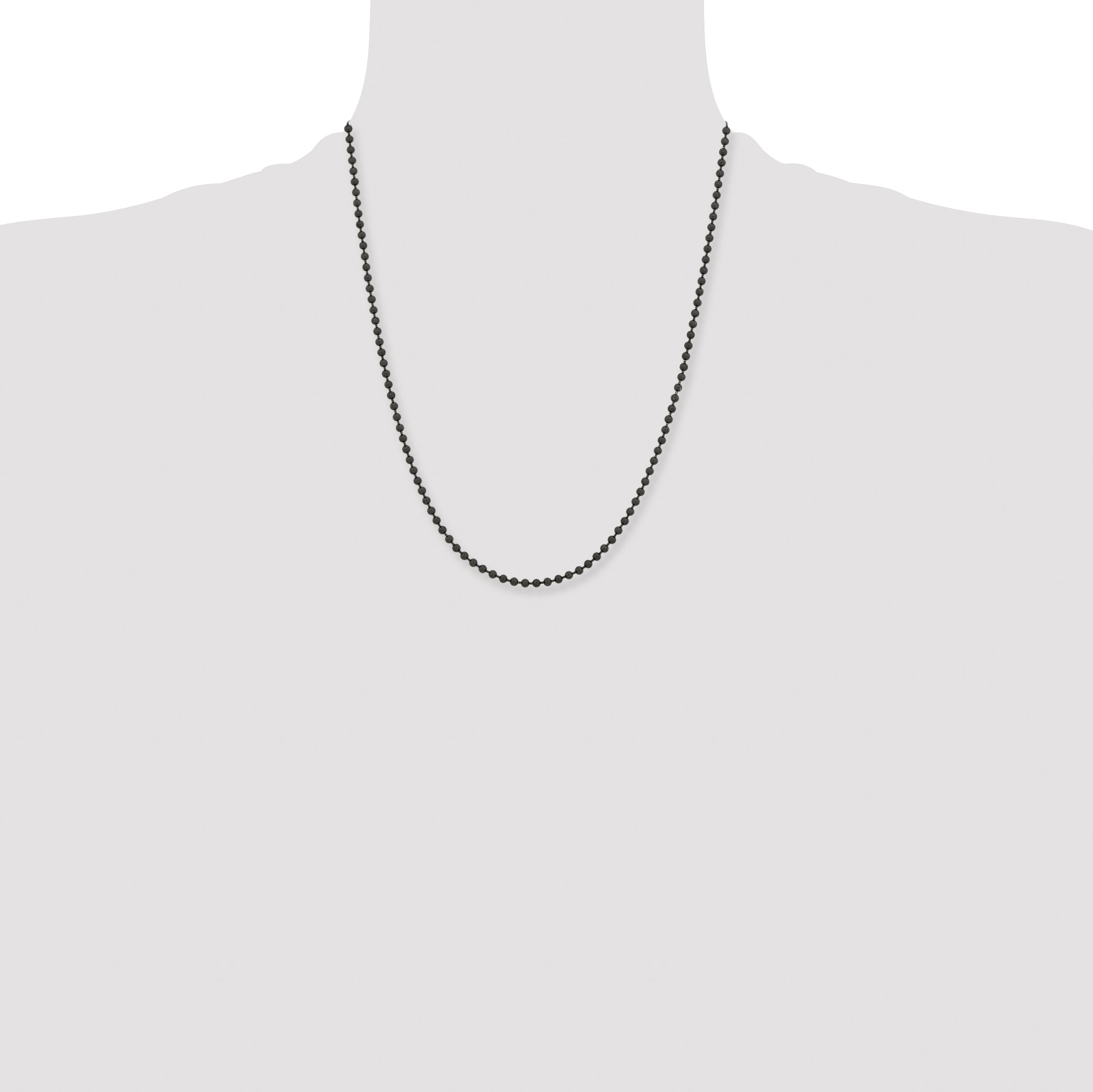Chisel Stainless Steel Polished Black IP-plated  3mm 22 inch Ball Chain