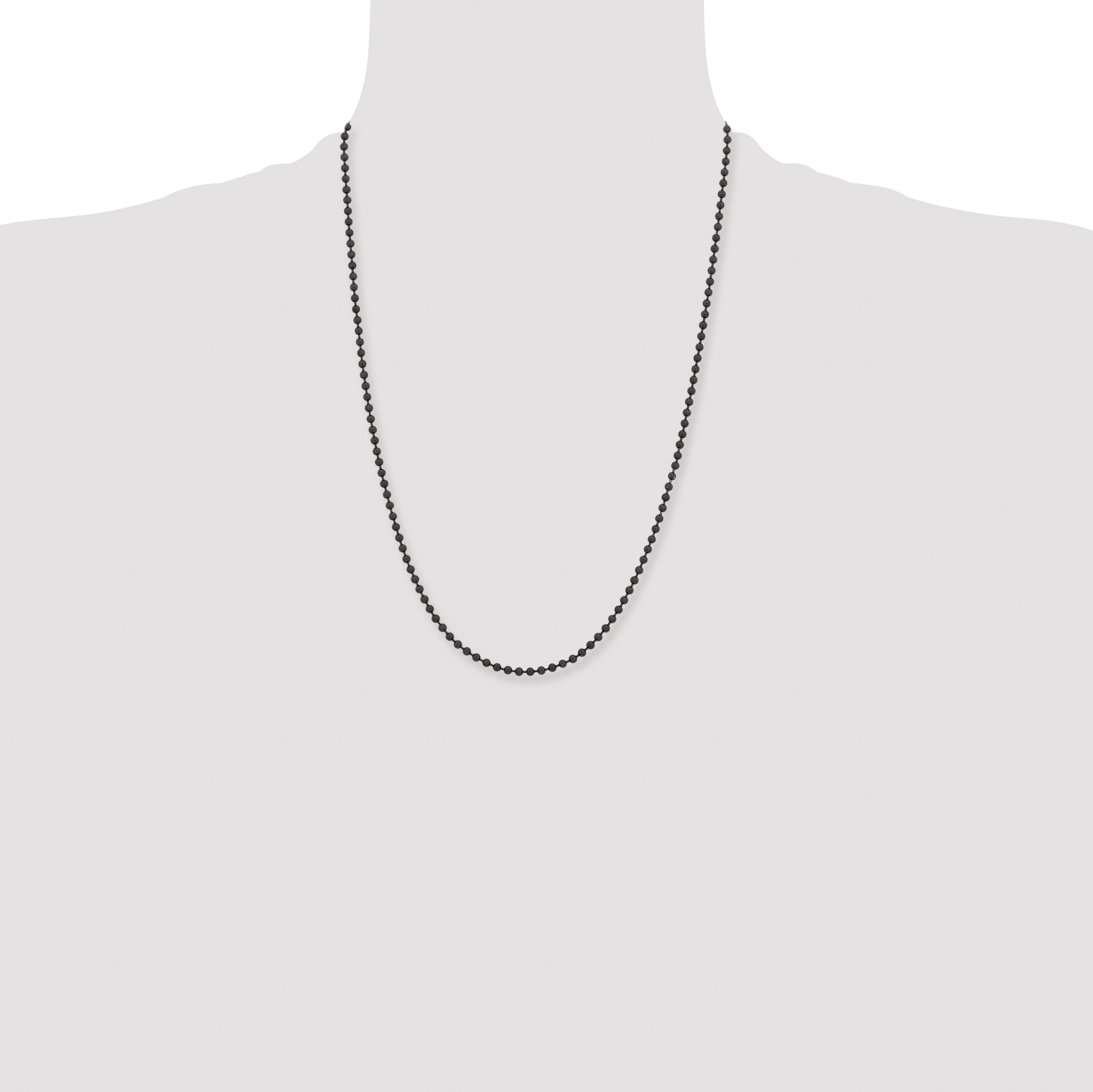 Chisel Stainless Steel Polished Black IP-plated 3mm 24 inch Ball Chain