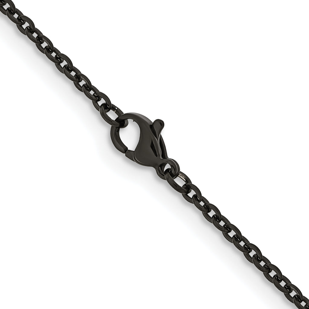 Chisel Stainless Steel Polished Black IP-plated 2.3mm Cable Chain