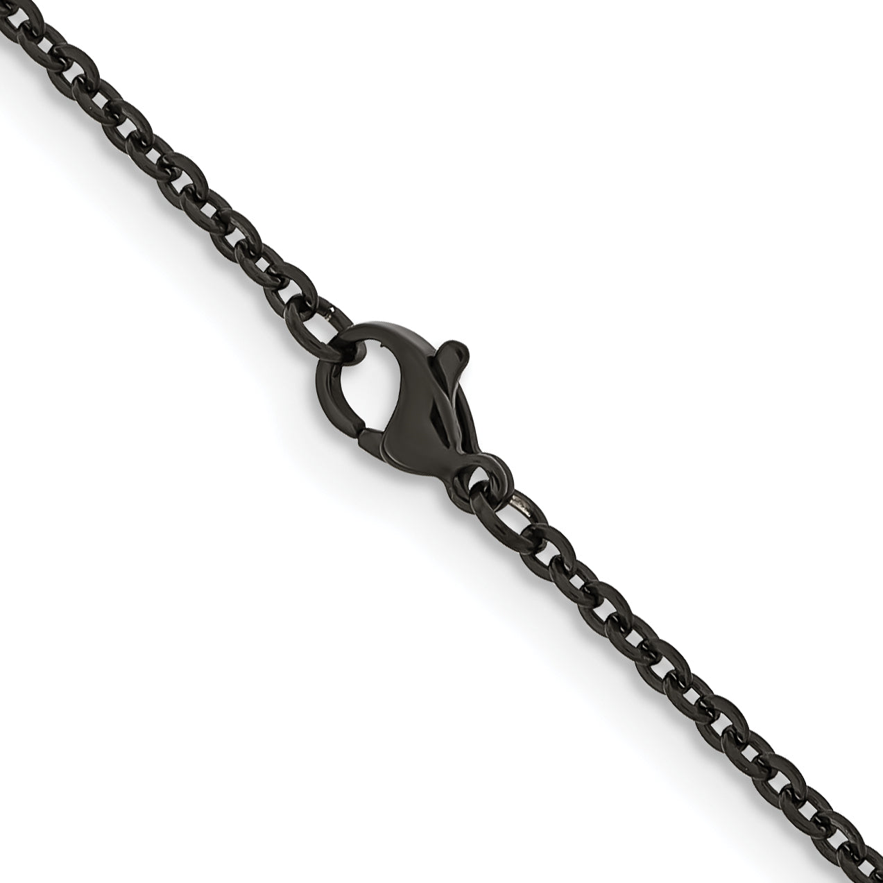 Chisel Stainless Steel Polished Black IP-plated 2.3mm Cable Chain