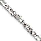 Polished Stainless Steel Figaro Chain Necklace 6mm