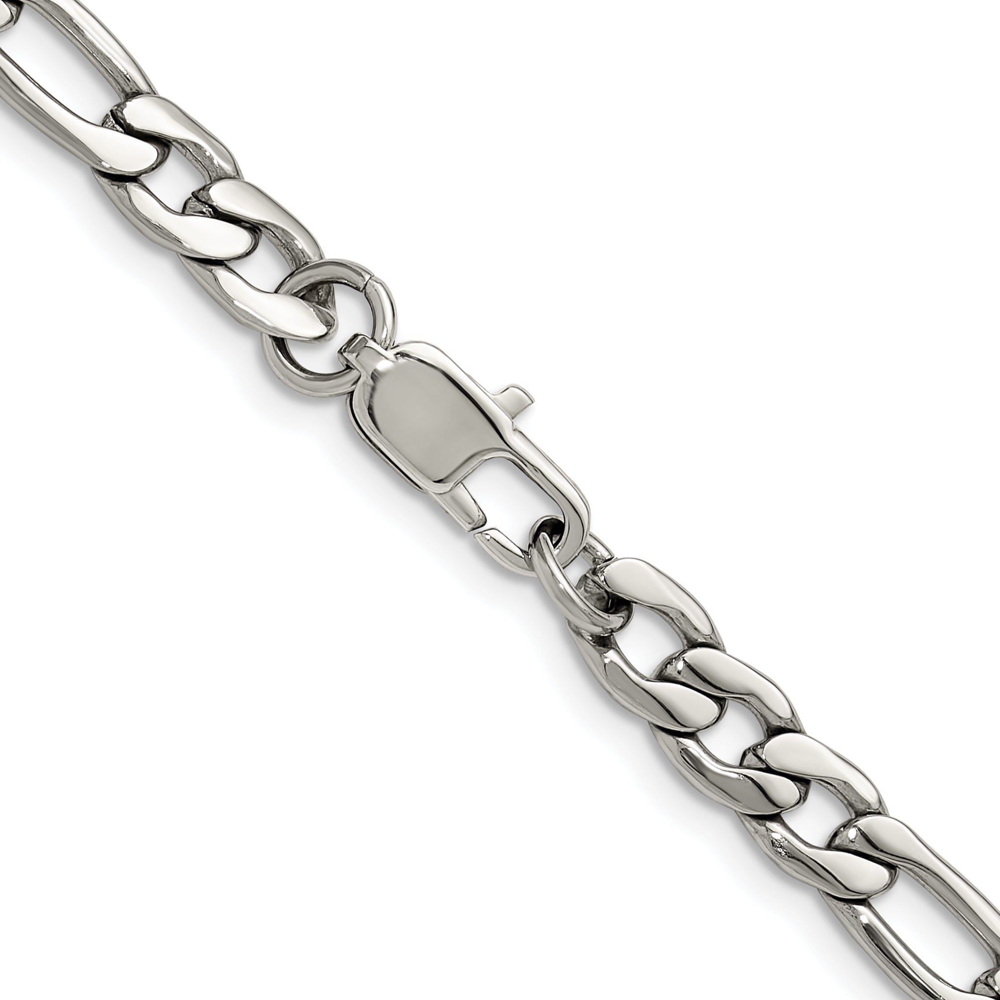 Polished Stainless Steel Figaro Chain Necklace 6mm