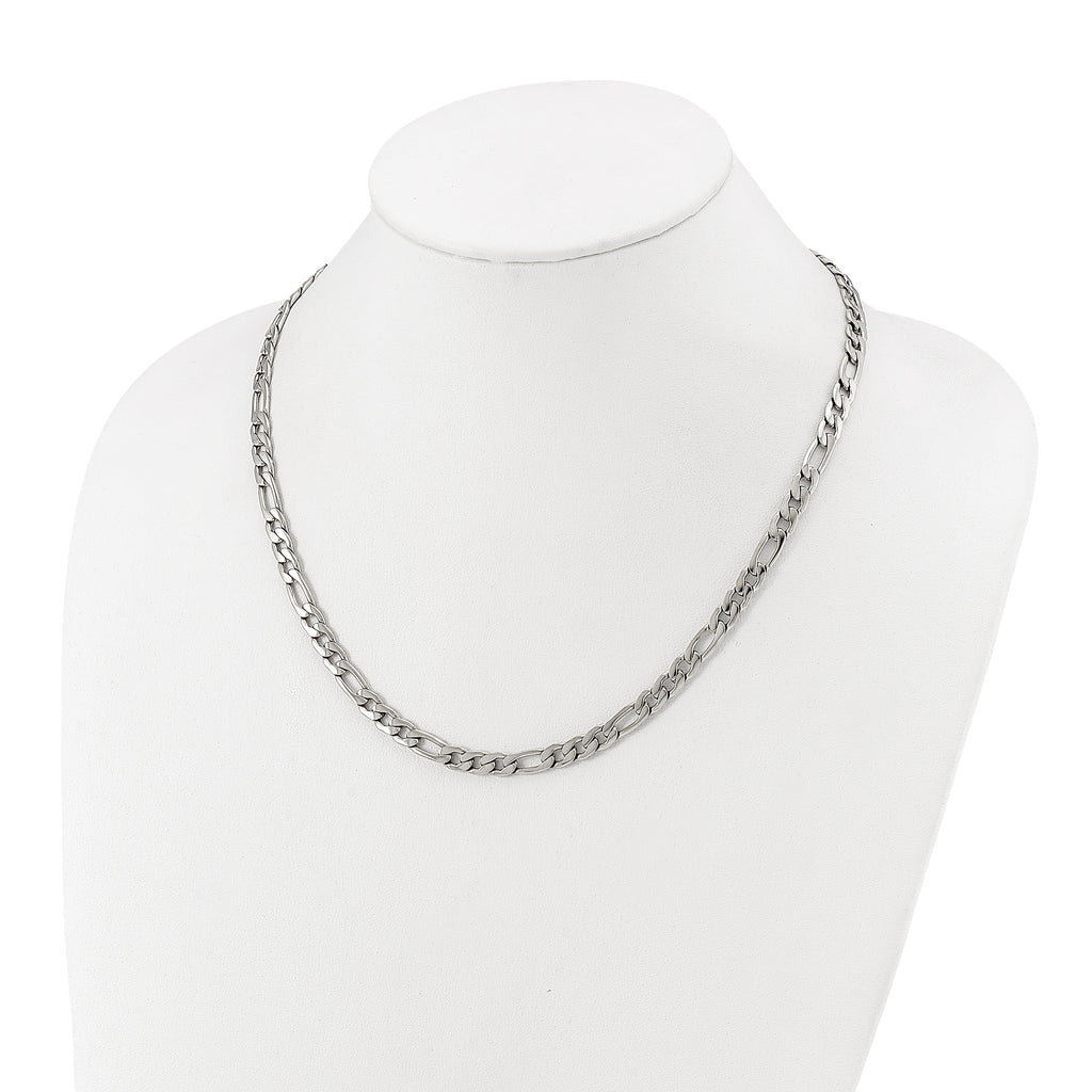 Polished Stainless Steel Figaro Chain Necklace 6mm