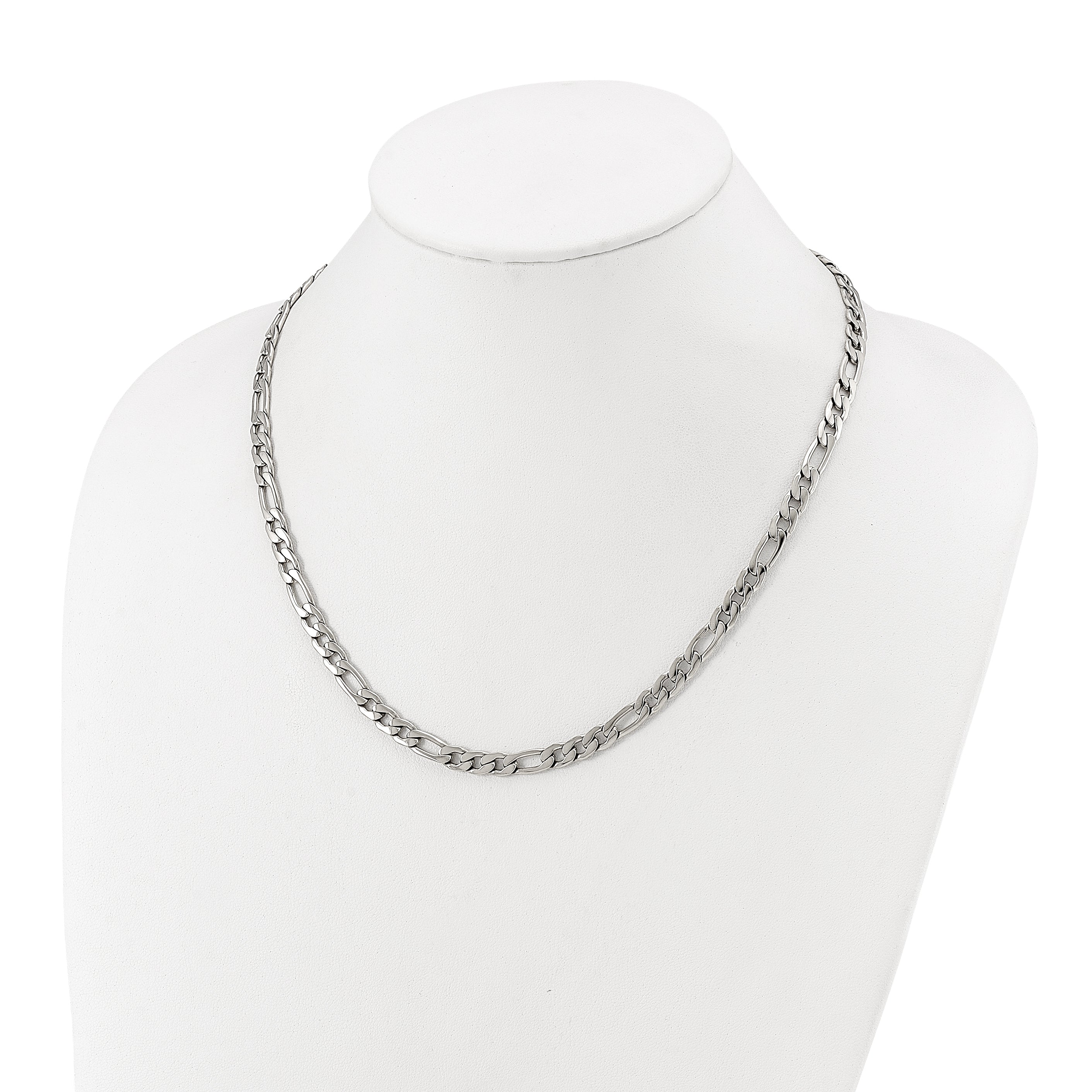 Polished Stainless Steel Figaro Chain Necklace 6mm