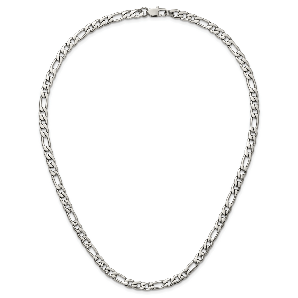 Polished Stainless Steel Figaro Chain Necklace 6mm