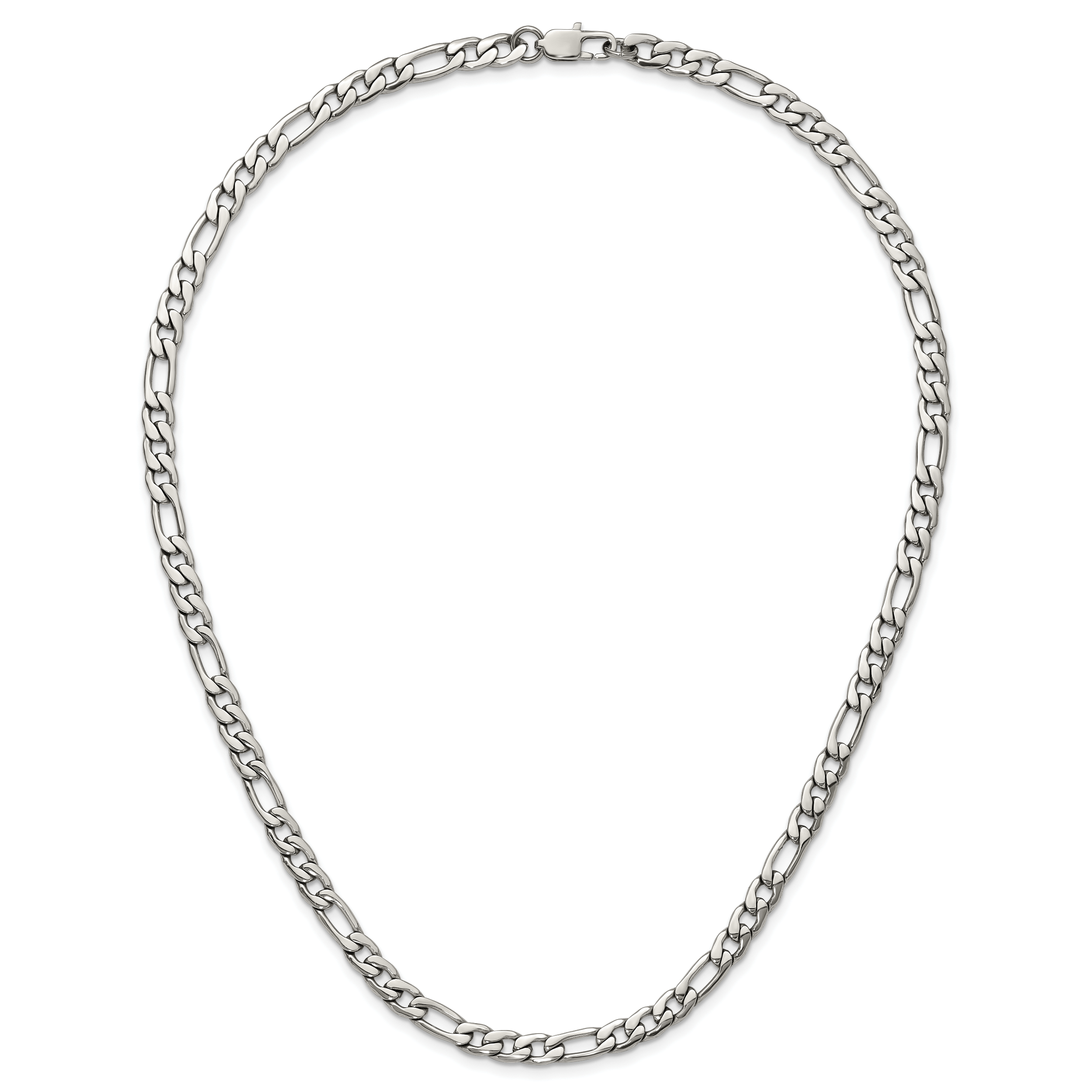 Polished Stainless Steel Figaro Chain Necklace 6mm