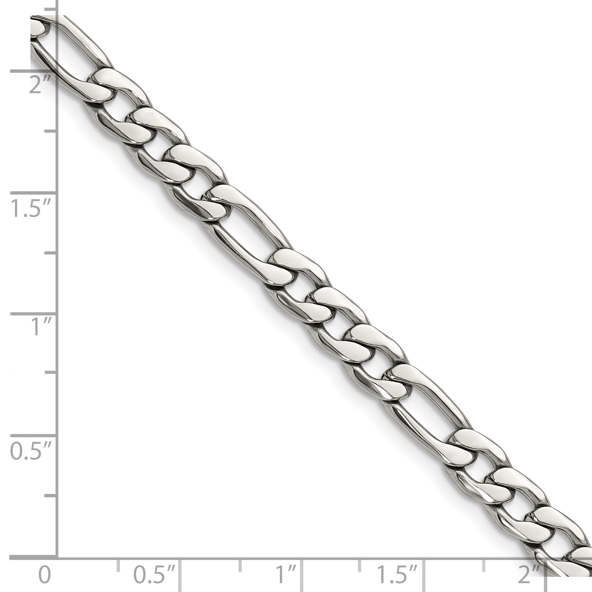 Polished Stainless Steel Figaro Chain Necklace 6mm