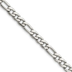 Polished Stainless Steel Figaro Chain Necklace 6mm