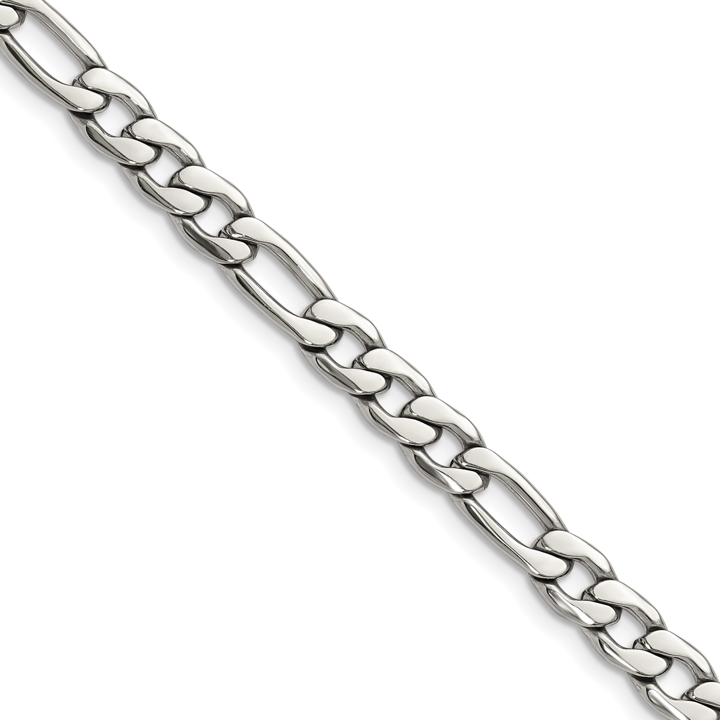 Polished Stainless Steel Figaro Chain Necklace 6mm