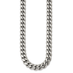 Polished Stainless Steel Curb Chain Necklace 10mm