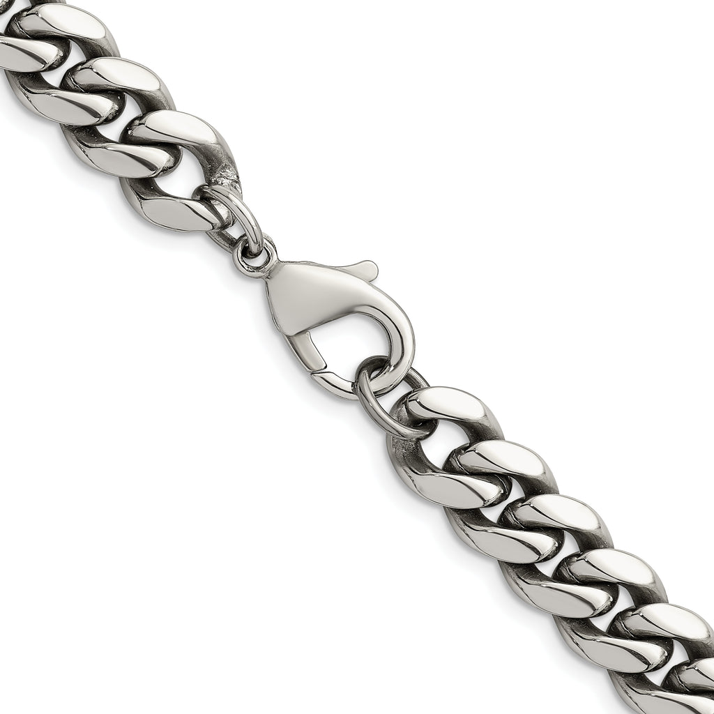 Polished Stainless Steel Curb Chain Necklace 10mm