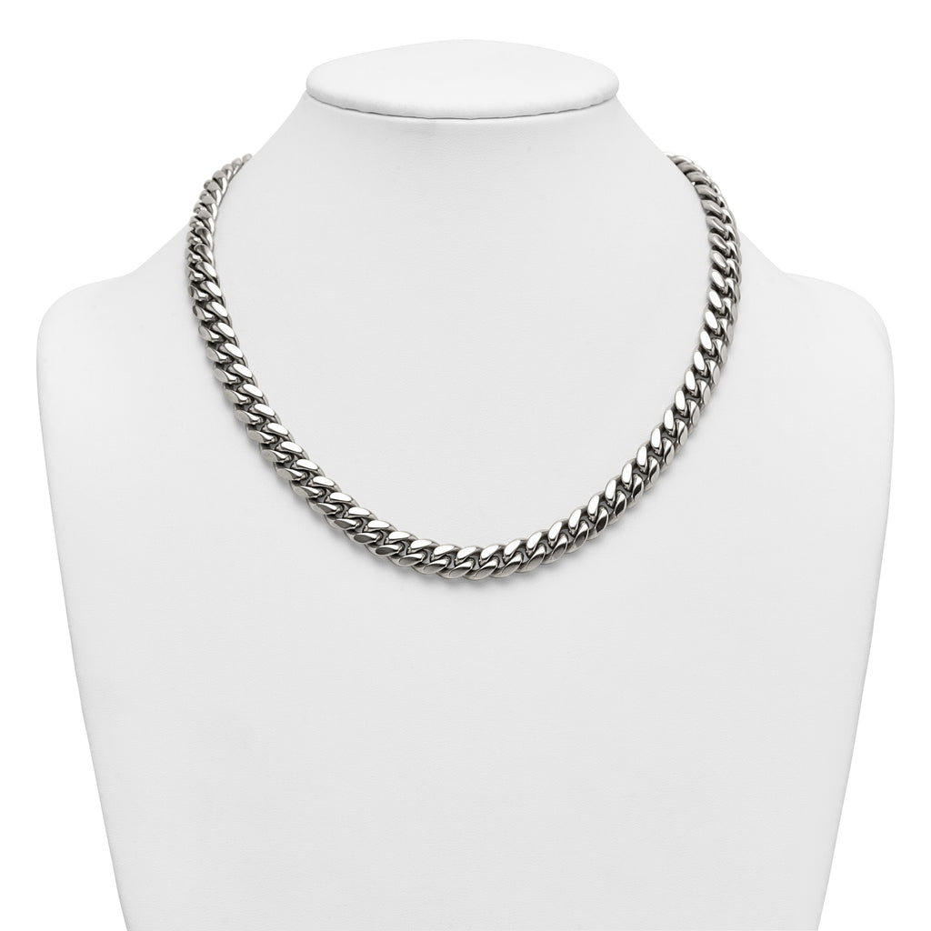 Polished Stainless Steel Curb Chain Necklace 10mm