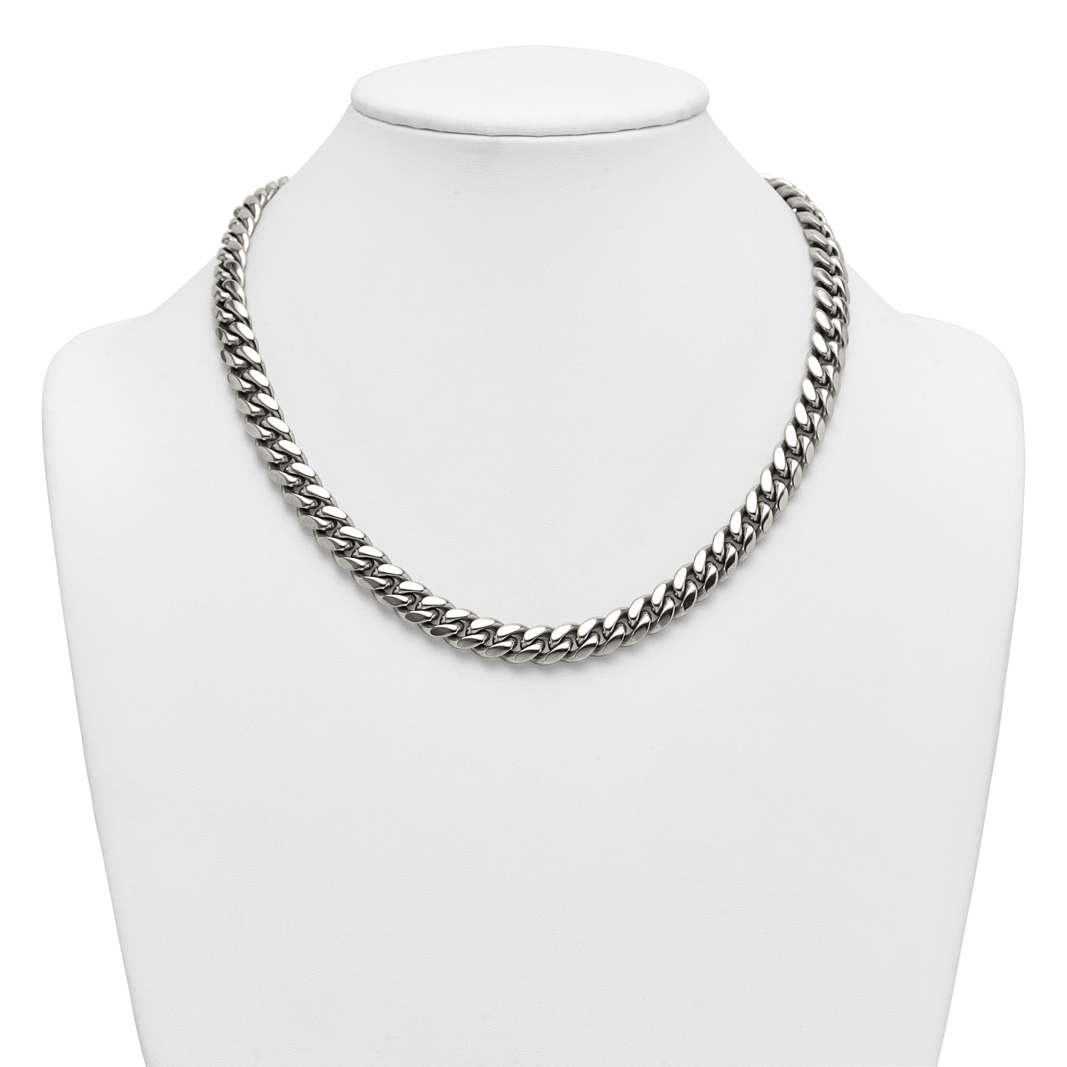 Polished Stainless Steel Curb Chain Necklace 10mm