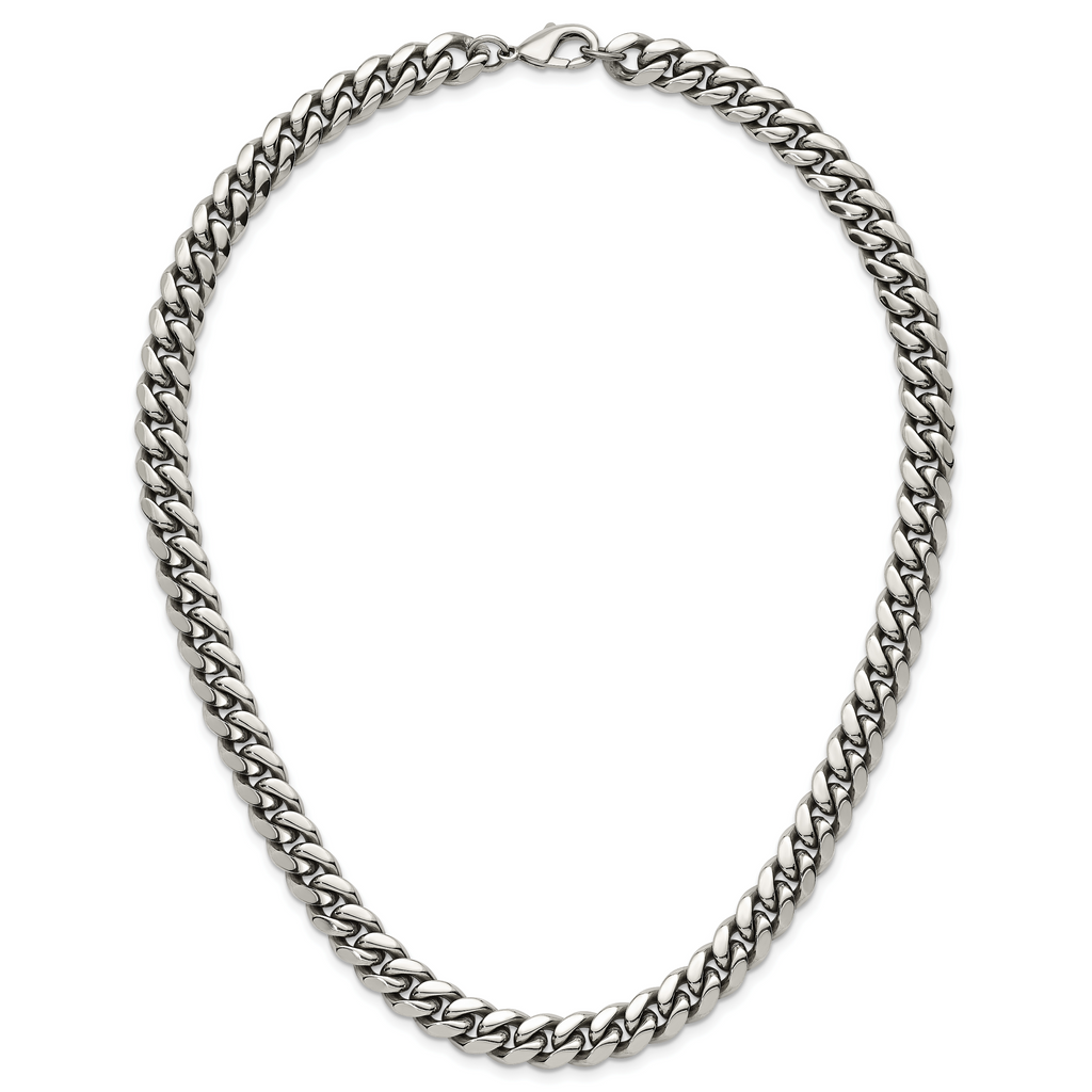 Polished Stainless Steel Curb Chain Necklace 10mm