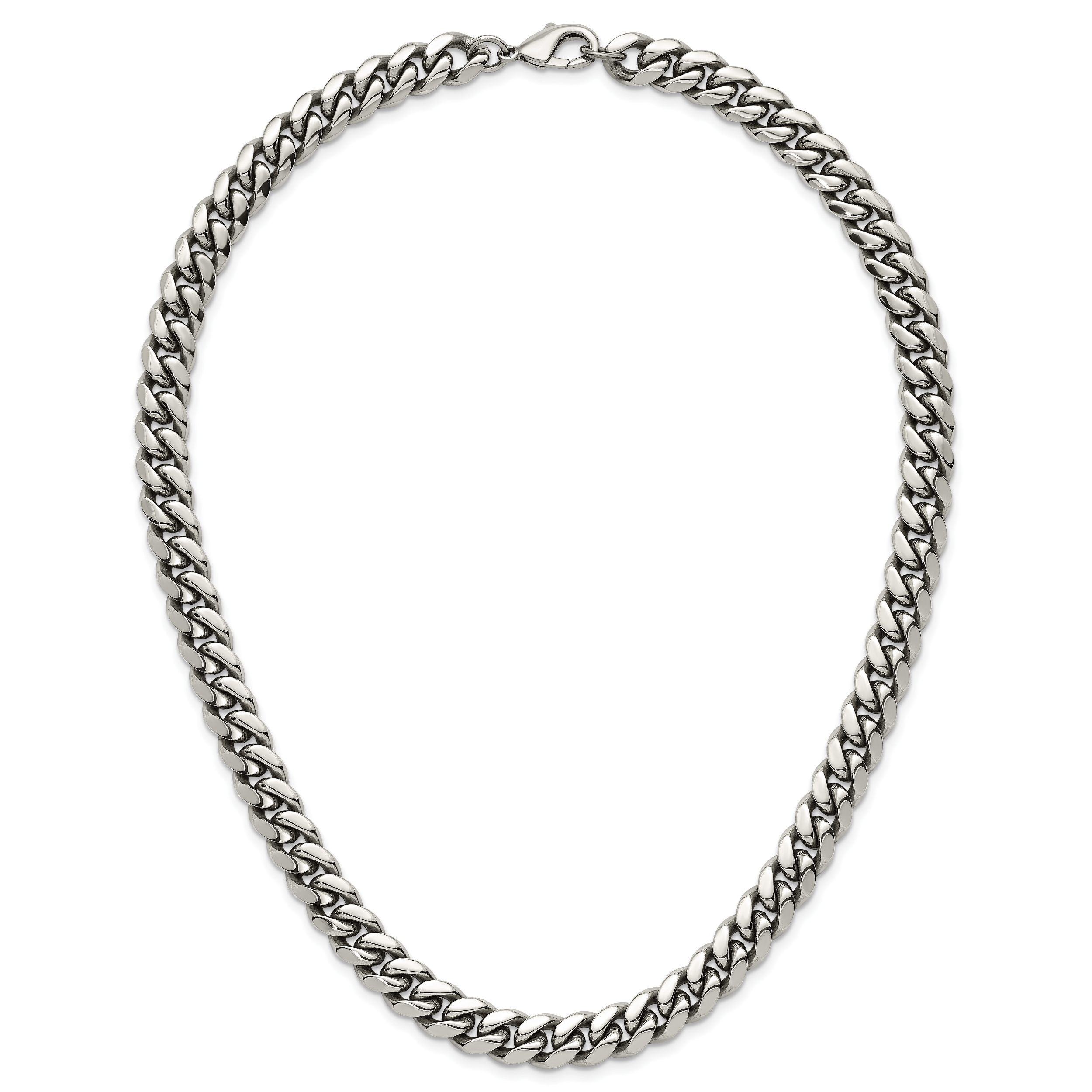 Polished Stainless Steel Curb Chain Necklace 10mm