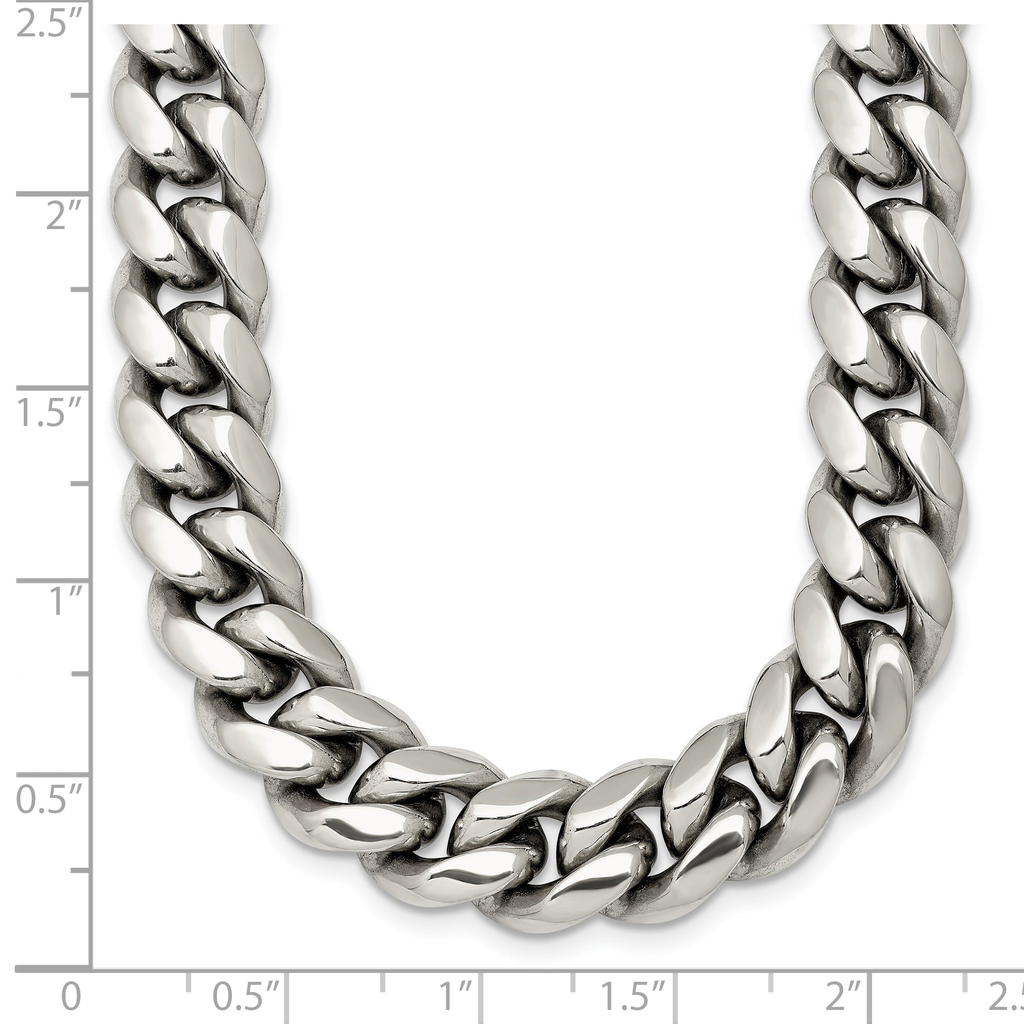 Polished Stainless Steel Curb Chain Necklace 10mm