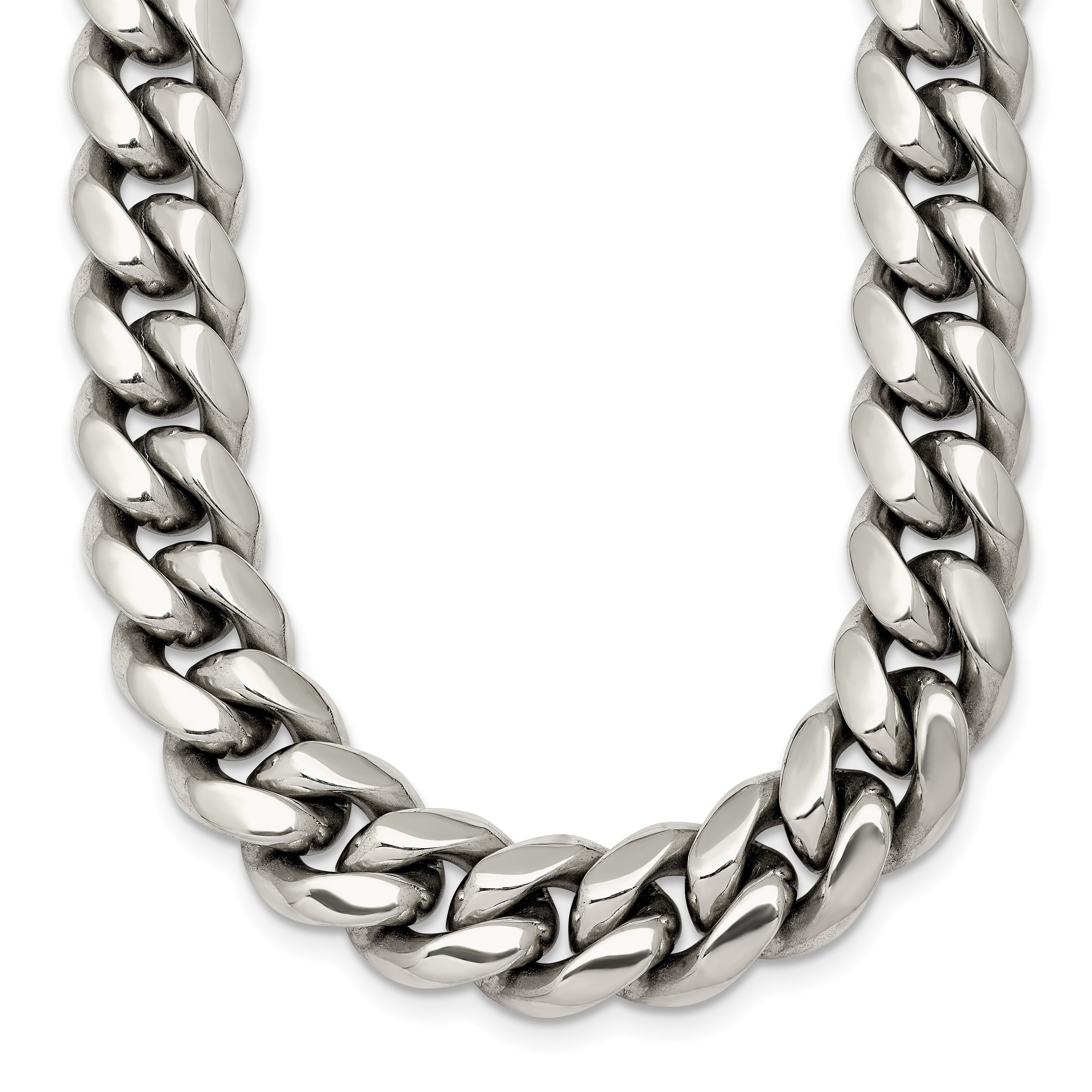 Polished Stainless Steel Curb Chain Necklace 10mm Main image
