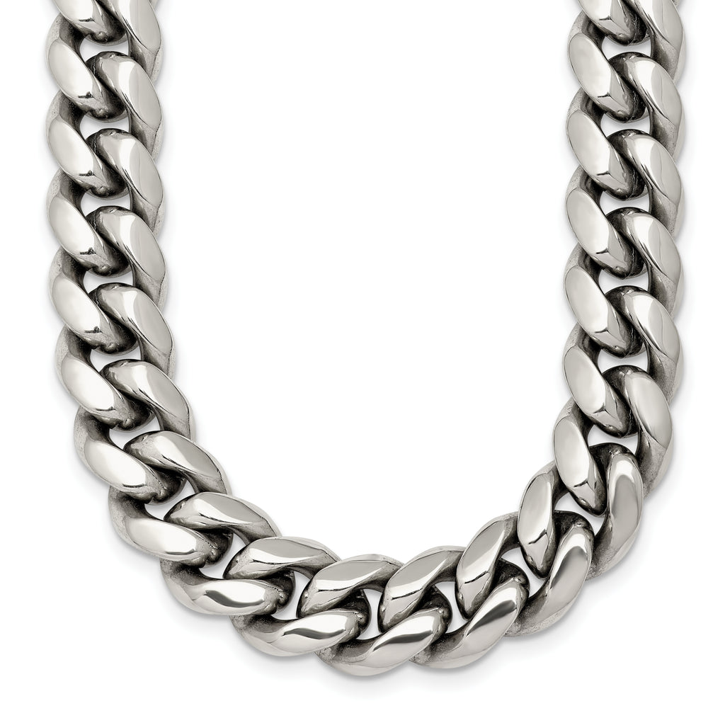 Polished Stainless Steel Curb Chain Necklace 10mm
