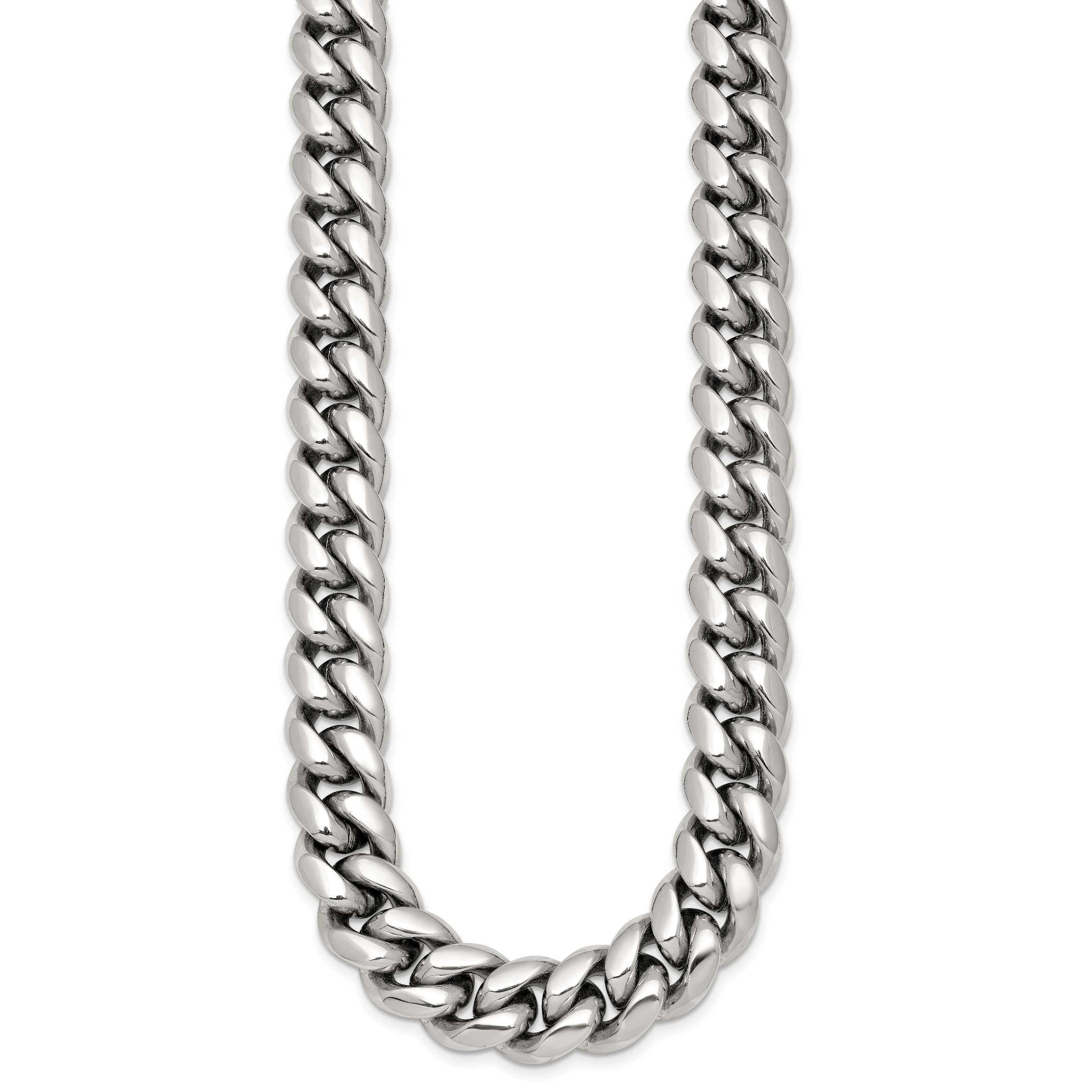 Polished Stainless Steel Curb Chain Necklace 12mm Secondary image
