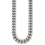 Polished Stainless Steel Curb Chain Necklace 12mm