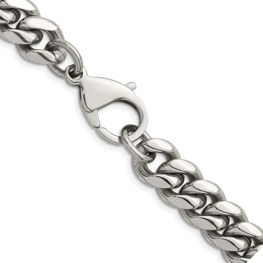 Polished Stainless Steel Curb Chain Necklace 12mm