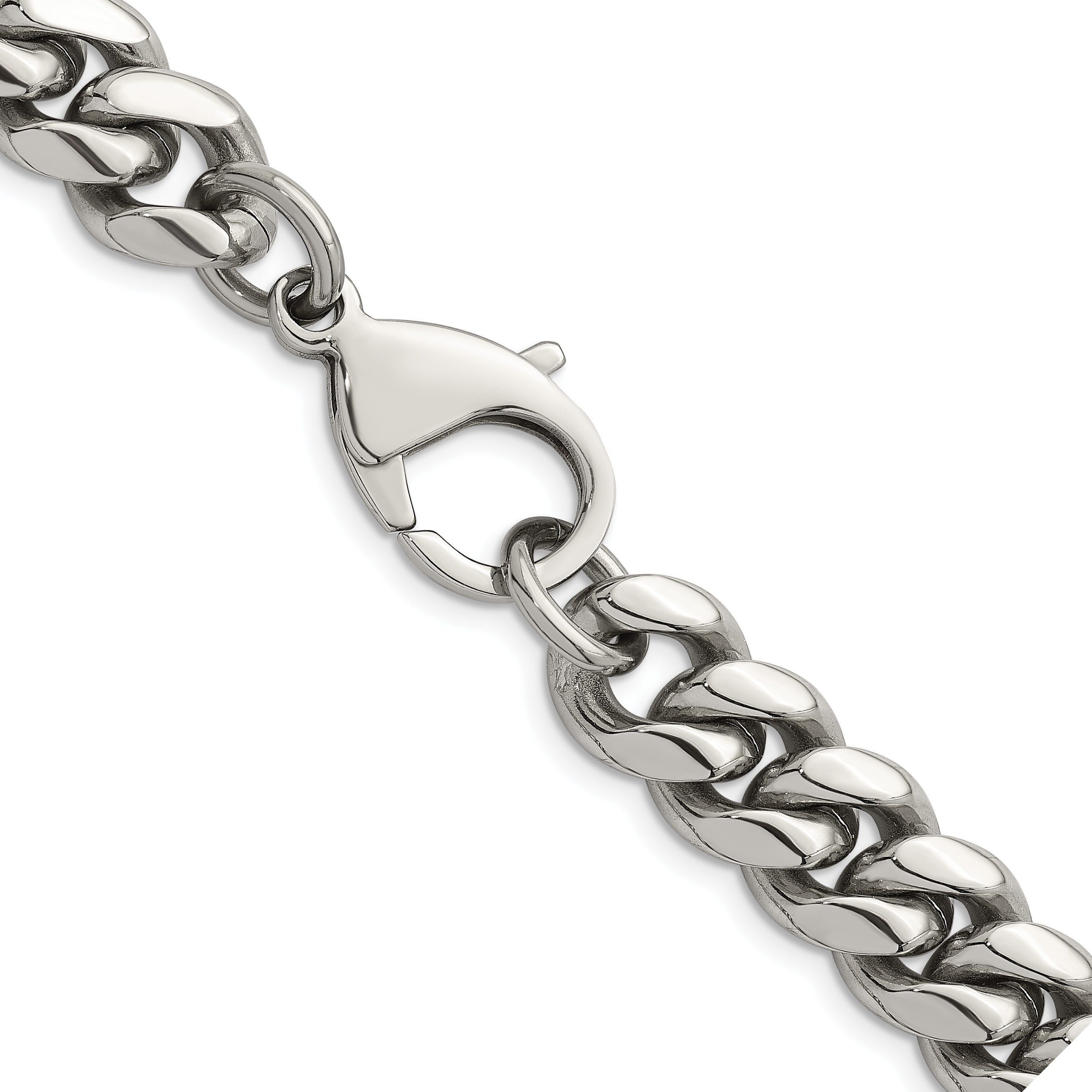 Polished Stainless Steel Curb Chain Necklace 12mm