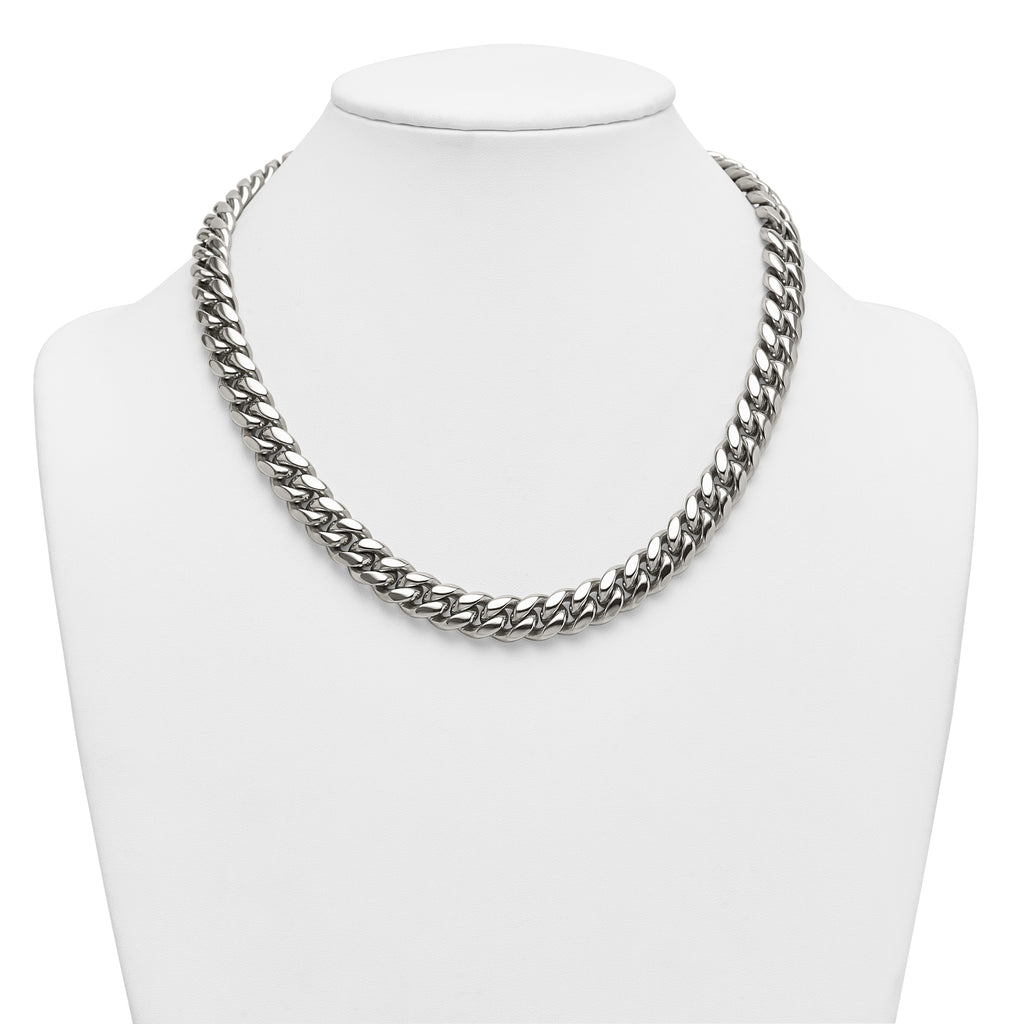 Polished Stainless Steel Curb Chain Necklace 12mm