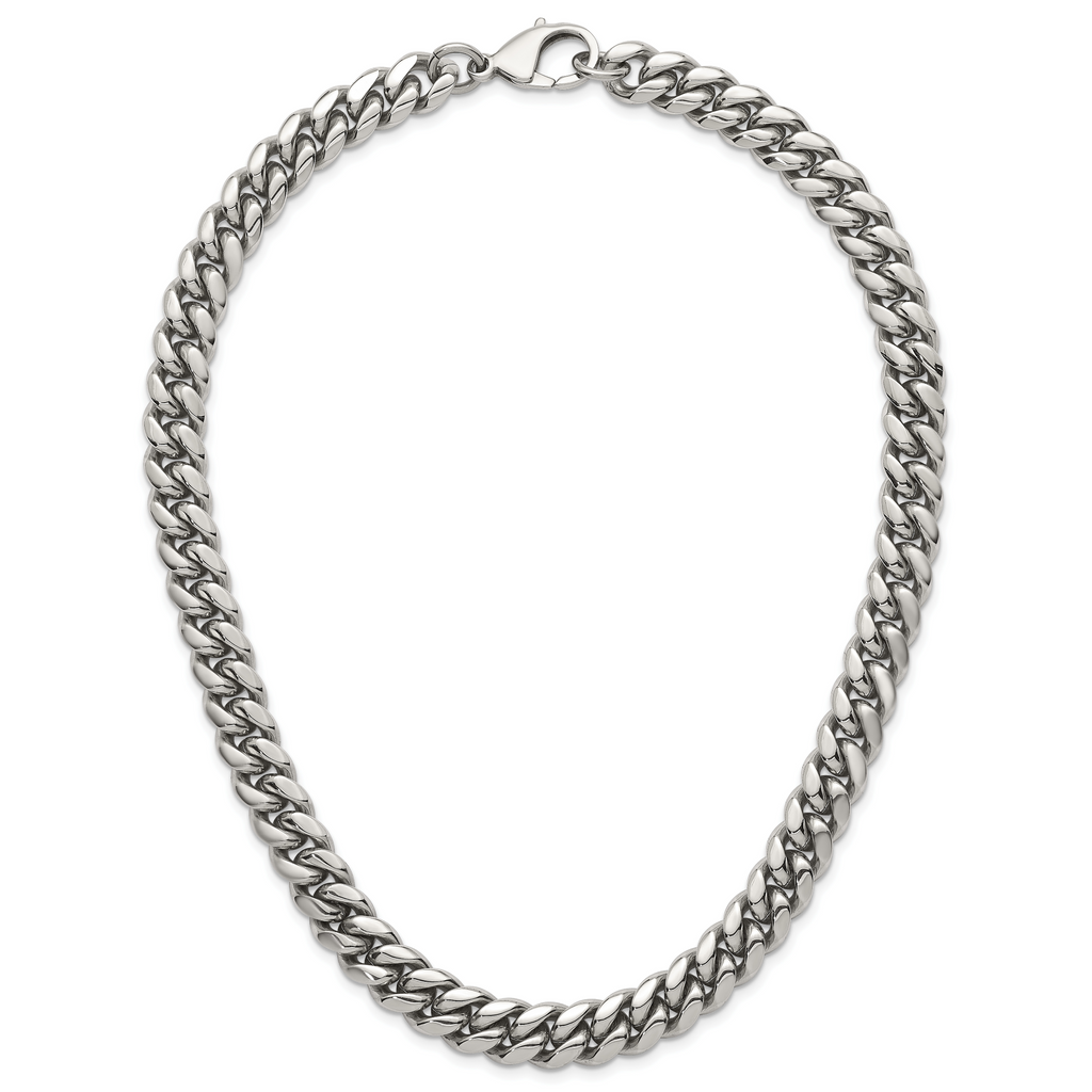 Polished Stainless Steel Curb Chain Necklace 12mm