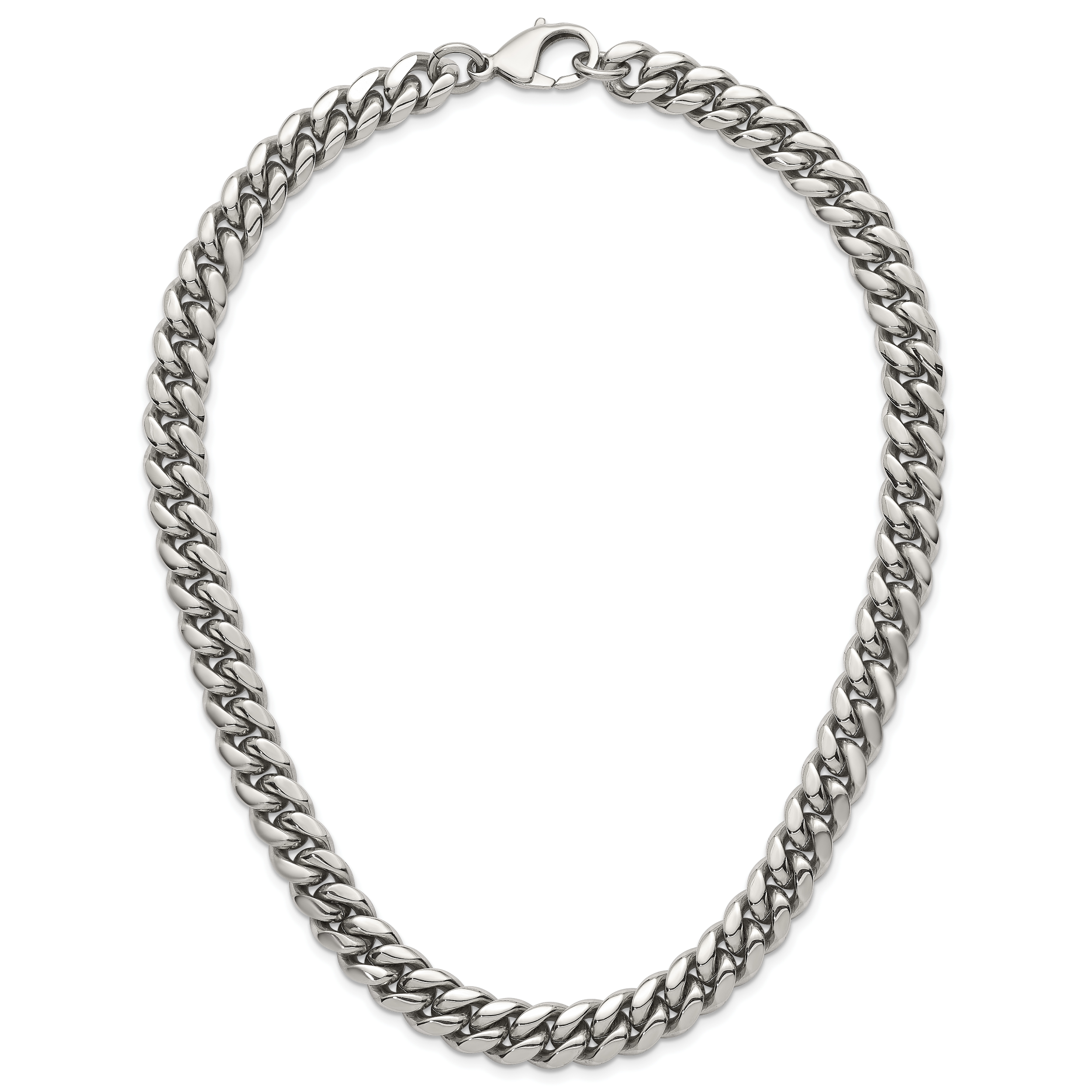 Polished Stainless Steel Curb Chain Necklace 12mm