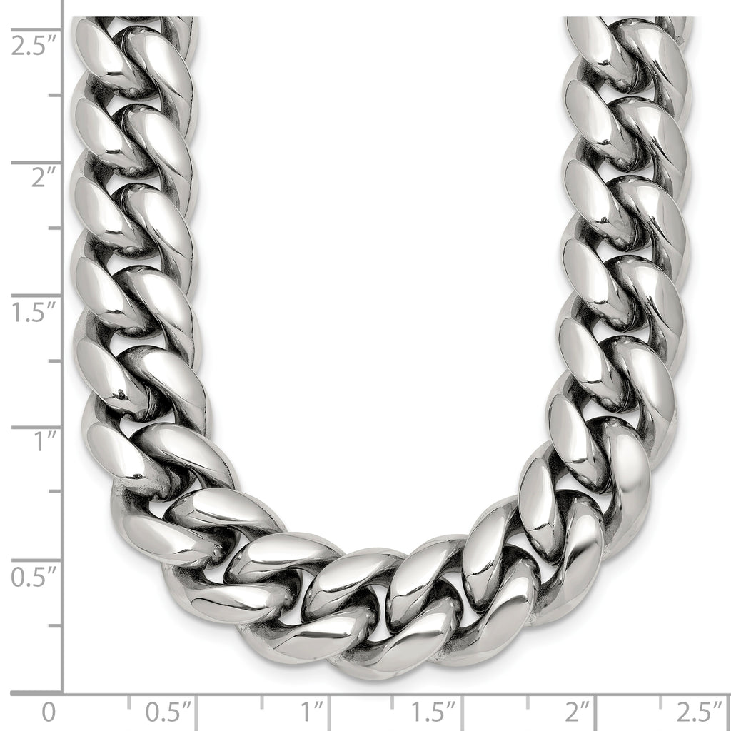 Polished Stainless Steel Curb Chain Necklace 12mm