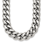 Polished Stainless Steel Curb Chain Necklace 12mm