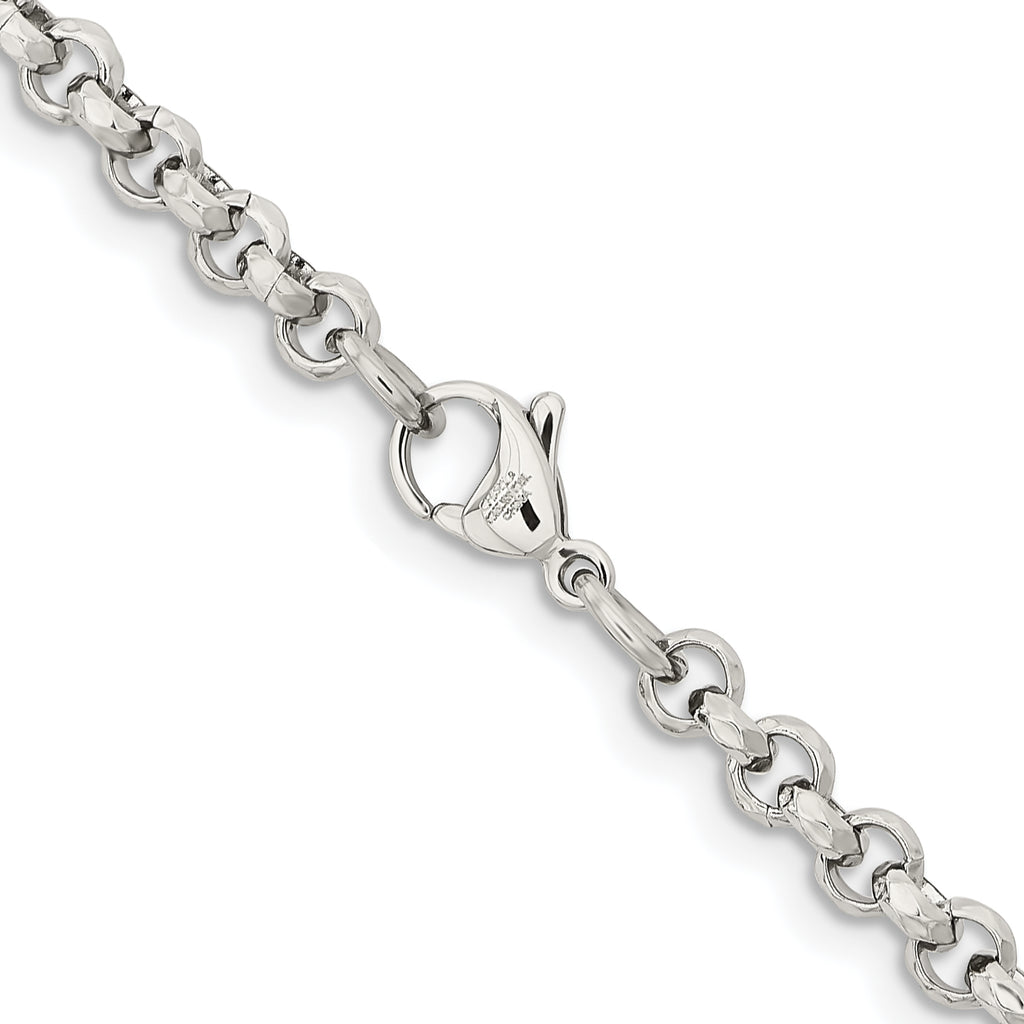 Chisel Stainless Steel Polished and Textured Fancy Rolo Chain