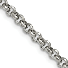 Chisel Stainless Steel Polished and Textured Fancy Rolo 22 inch Chain