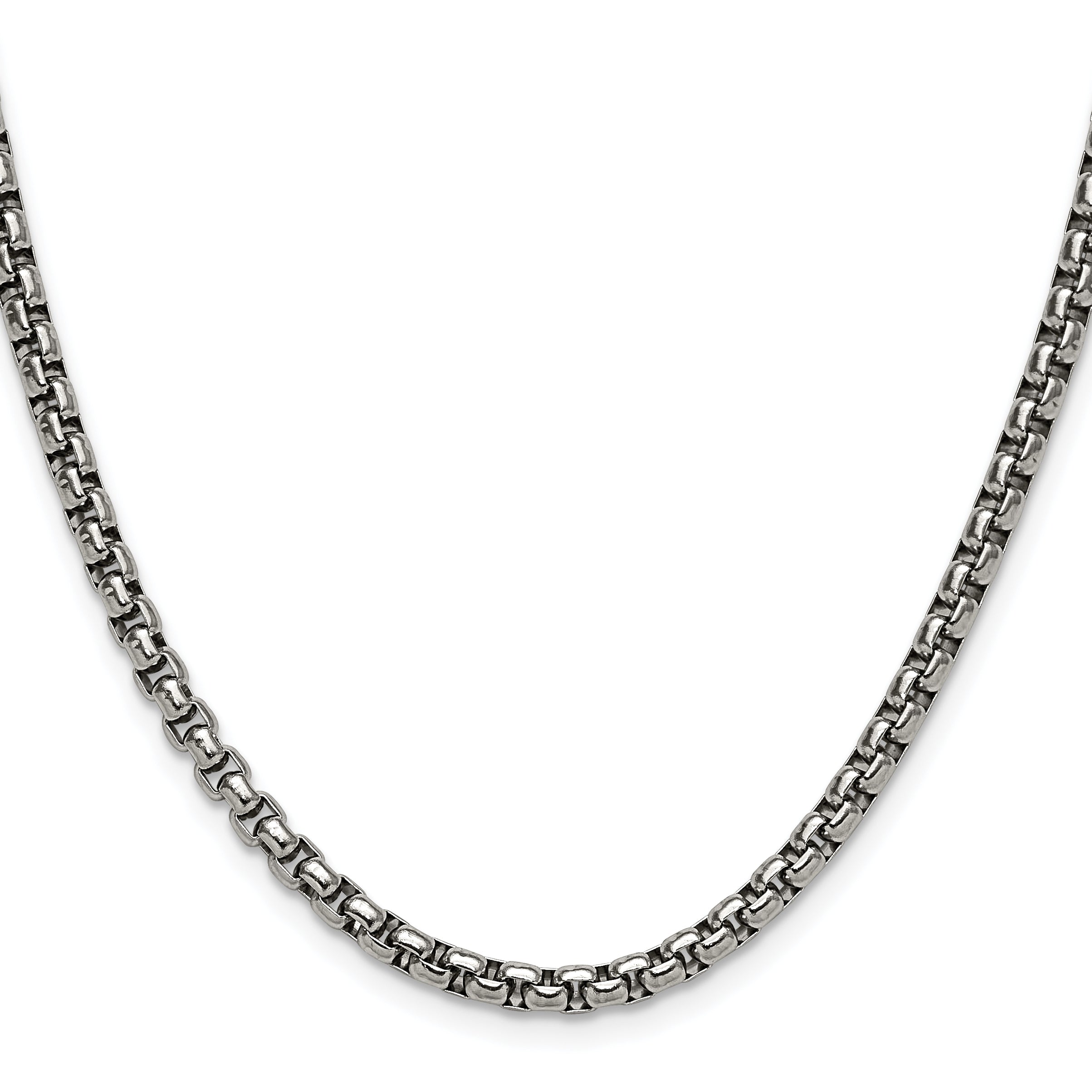 Chisel Stainless Steel Polished 3.9mm 24 inch Rounded Box Chain