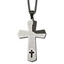 Chisel Stainless Steel Polished Black IP-plated Lord's Prayer Cross Pendant on a 24 inch Curb Chain Necklace