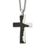 Chisel Stainless Steel Polished Black IP-plated Etched Broken Prayer Cross Pendant on a 24 inch Curb Chain Necklace
