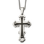 Chisel Stainless Steel Polished Black IP-plated Cross Pendant on a 24 inch Curb Chain Necklace