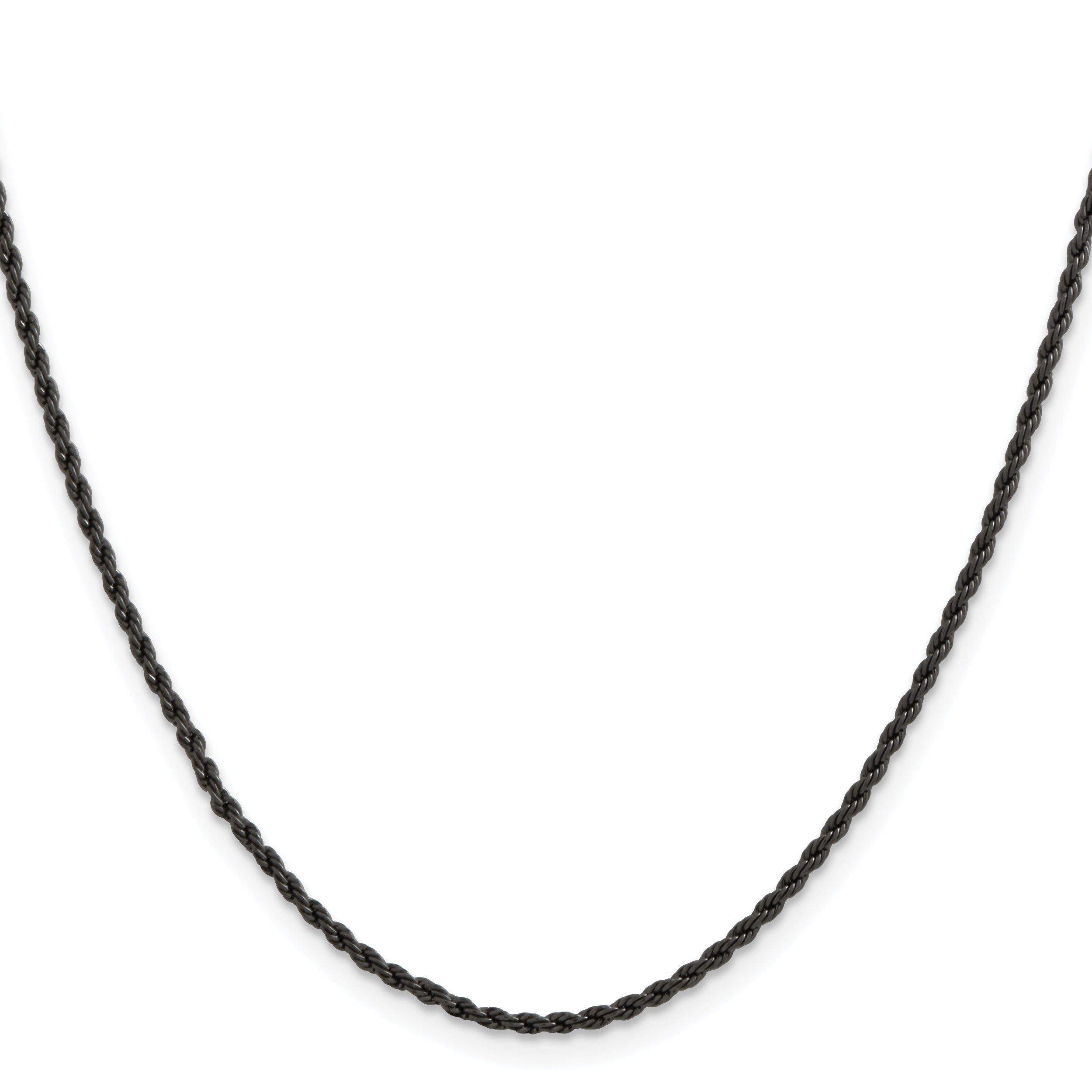 Chisel Stainless Steel Polished Black IP-plated 1.5mm 22 inch Rope Chain