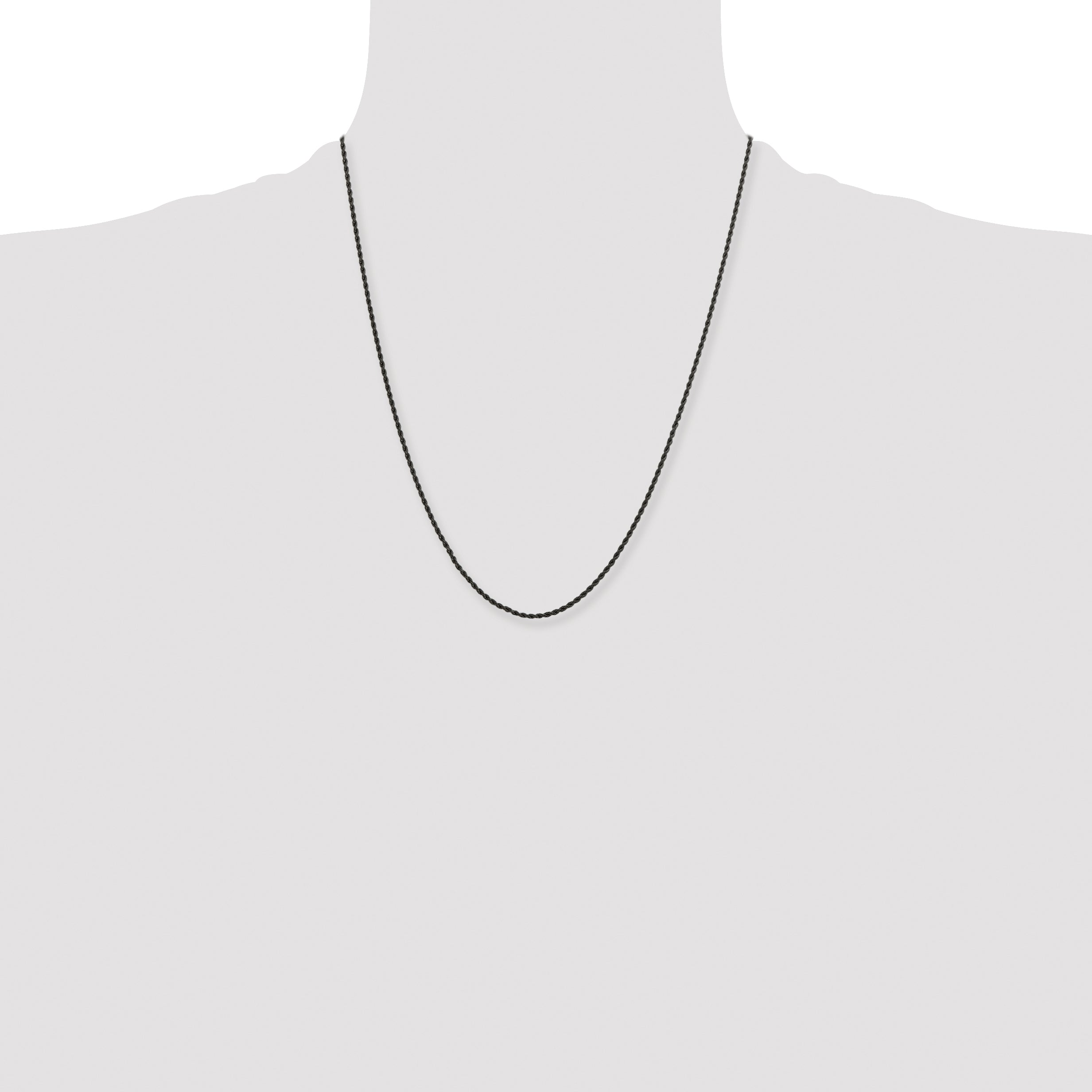 Chisel Stainless Steel Polished Black IP-plated 1.5mm 22 inch Rope Chain