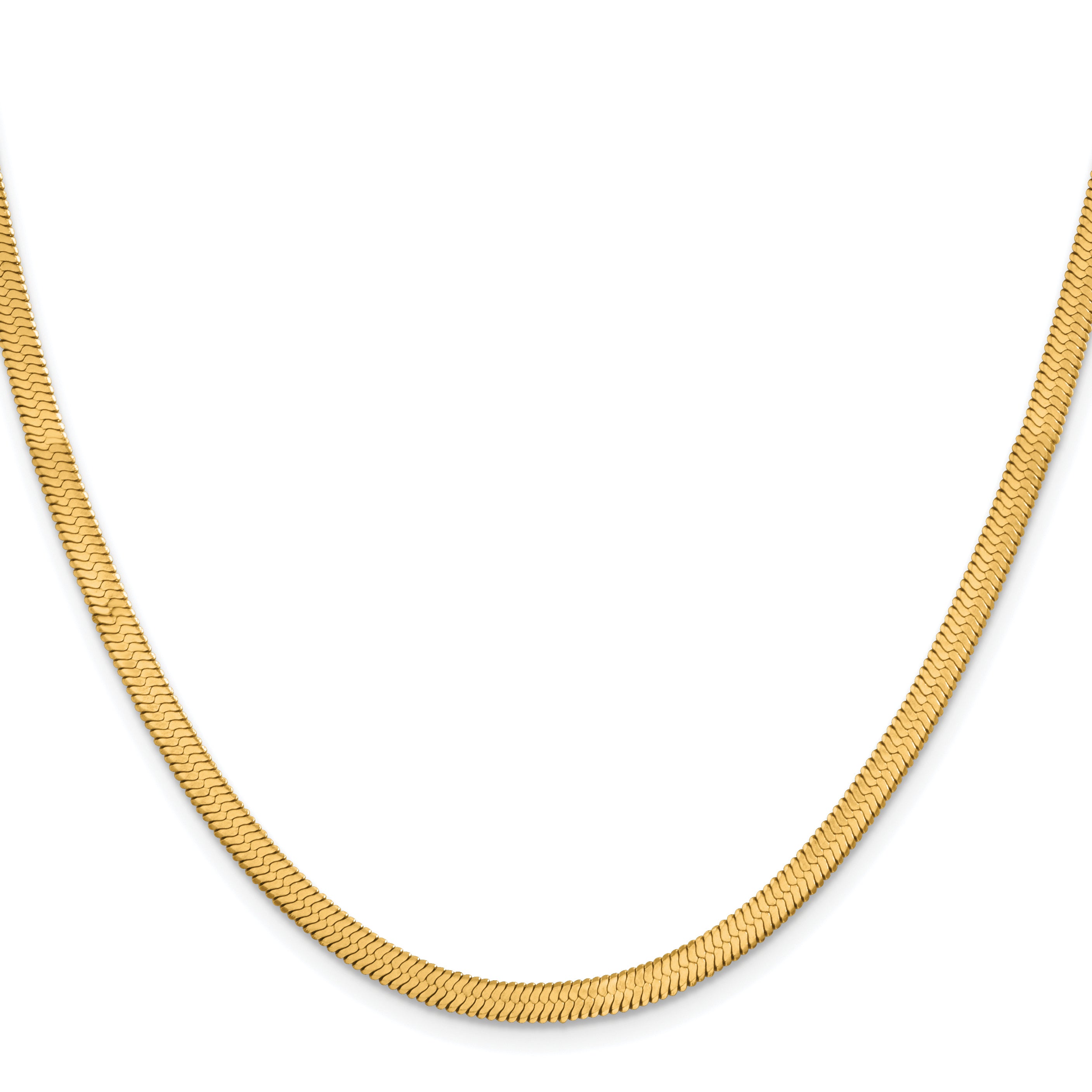 Gold-Tone Polished Herringbone Stainless Steel Chain Necklace 3.9mm