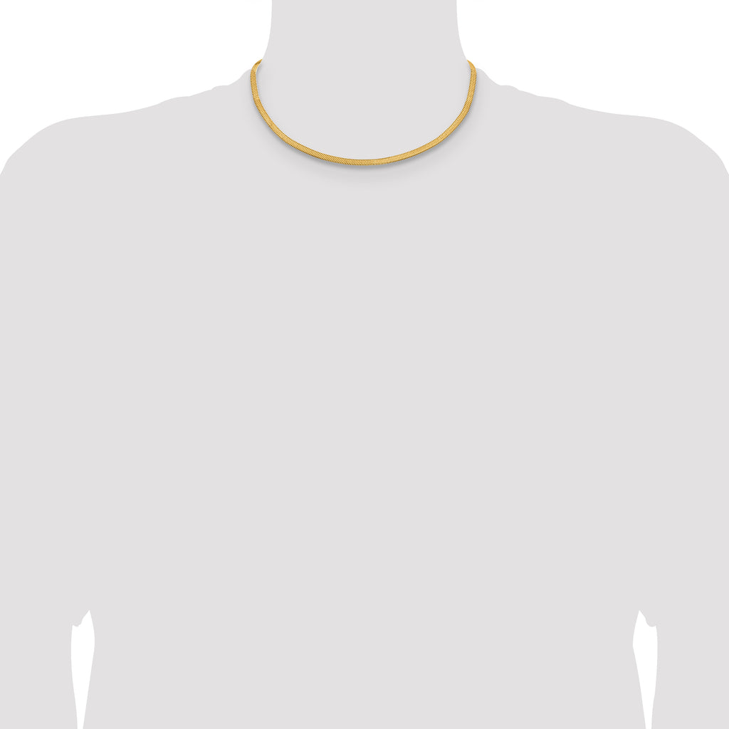 Gold-Tone Polished Herringbone Stainless Steel Chain Necklace 3.9mm