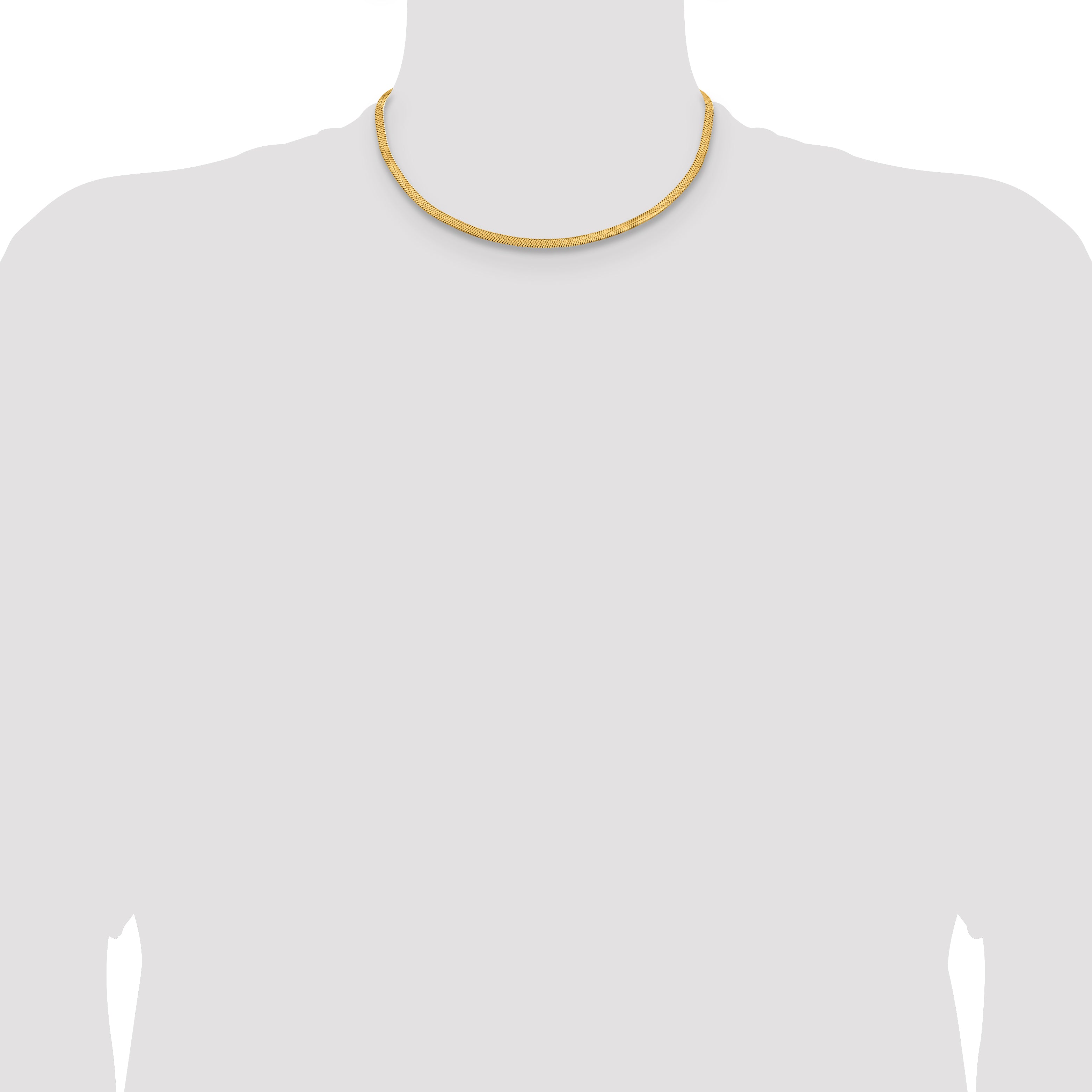 Gold-Tone Polished Herringbone Stainless Steel Chain Necklace 3.9mm