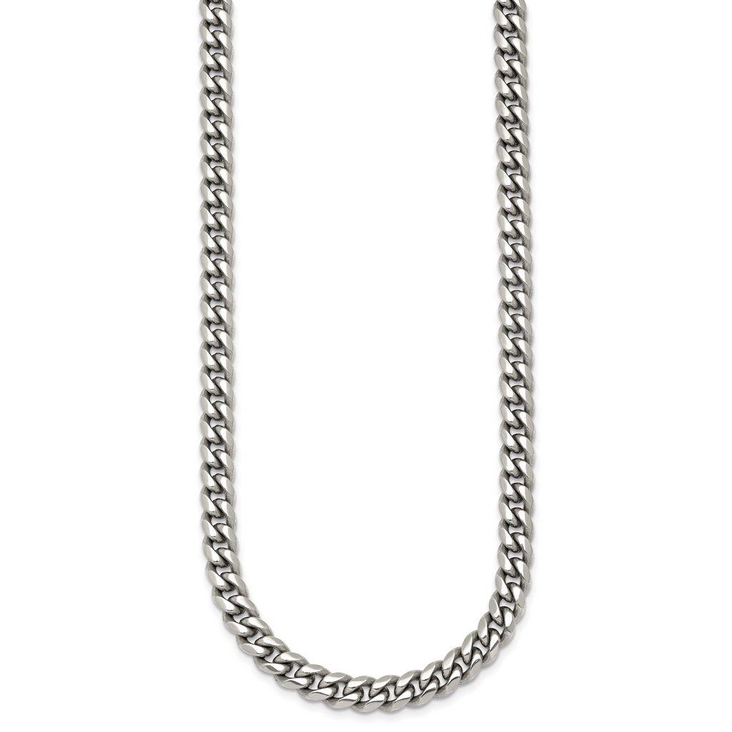 Polished Stainless Steel Curb Chain Necklace 6mm